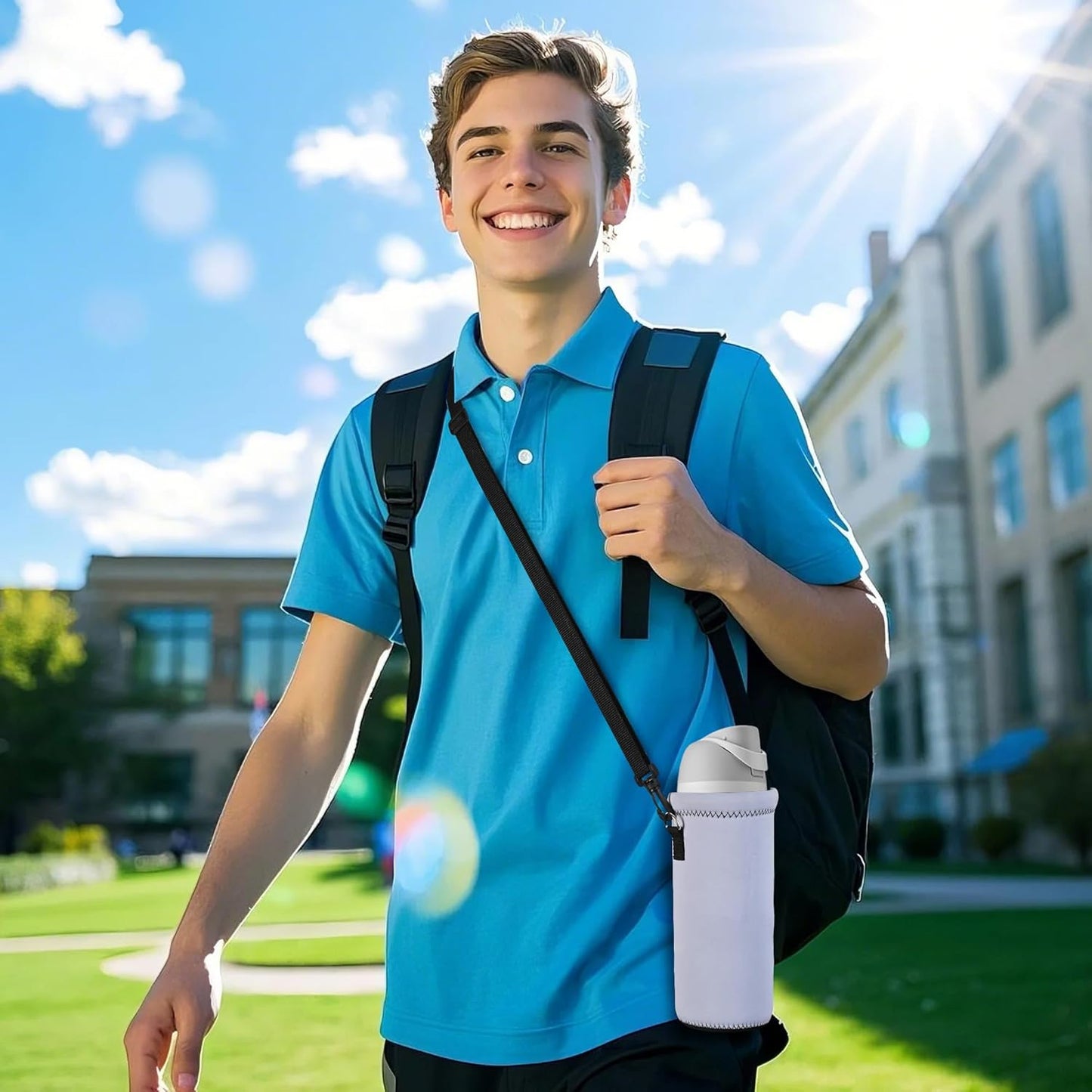 AUPET Water Bottle Bag Carrier,24oz/32oz Insulated Neoprene bottle Sling Holder Case Pouch Cover for 1000ML/750ML Bottles with Shoulder Strap for walking