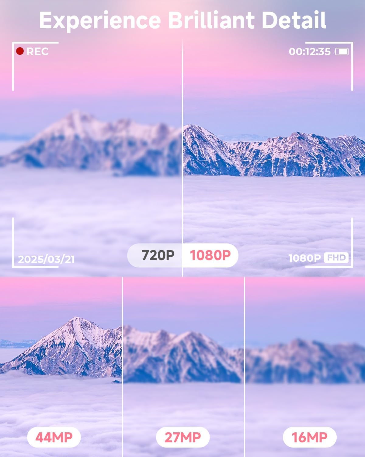 Digital Camera, 44MP FHD 1080P, 16X Zoom, 32GB SD Card, Compact Camera for Kids Teens Adults, Pink