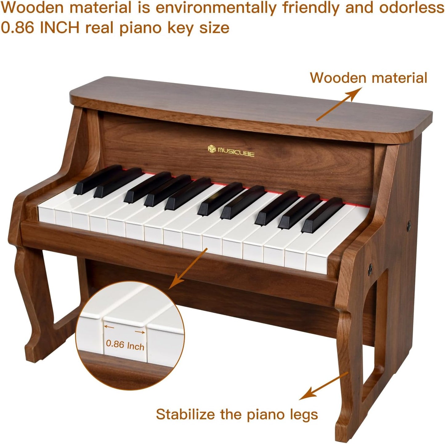 MUSICUBE Piano for Kids 25 Keys Classic Digital Wood Piano Educational Musical Toys for Boys Girls Aged 3+