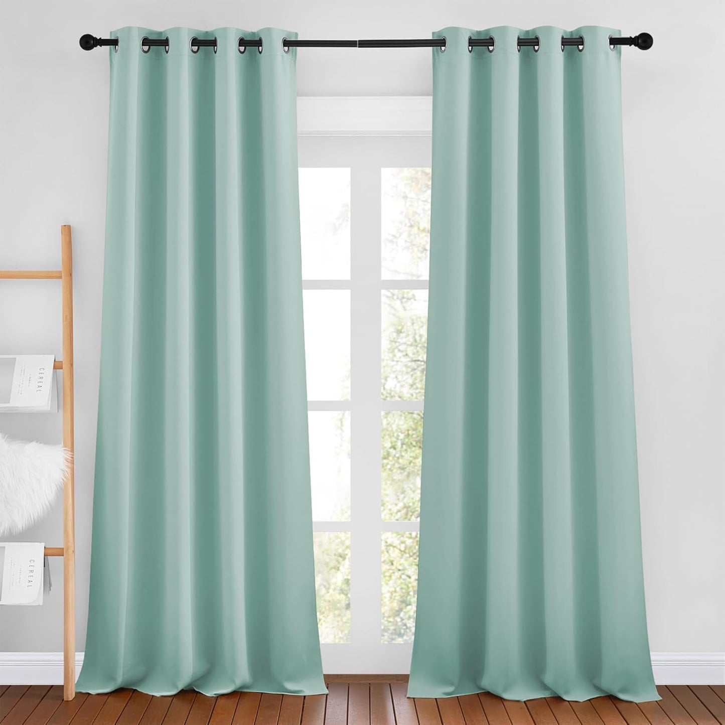 NICETOWN Aqua Blue Curtains 102 inches Long, Grommet Thermal Insulated Solid Blackout Curtains Privacy Window Treatments for Bedroom/Living Room, W46 x L102, 2 Panels