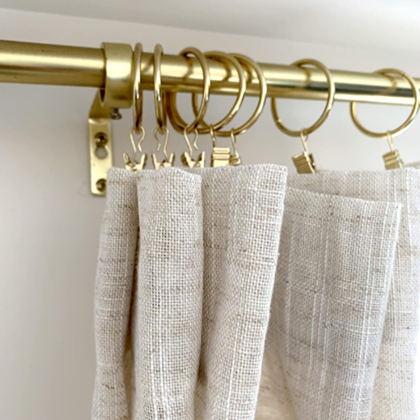 40 Pack Gold Curtain Rings with Clips, Curtain Hooks Hangers Clip Rings for Hanging Drapes Bows Hat, Drapery Rings 1.5 in I D, Fits up to 1.2 in Diameter Curtain Rod.