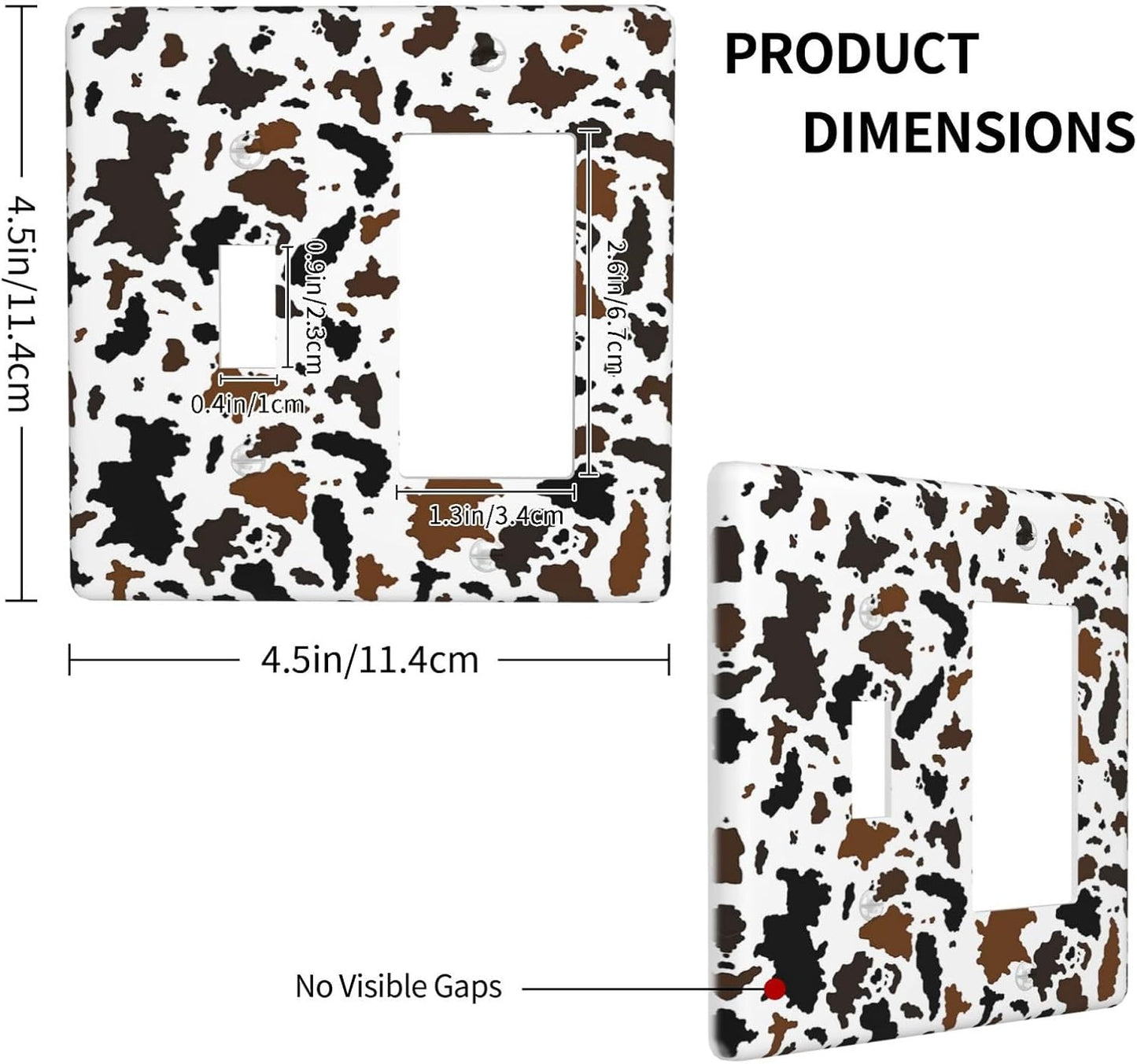Outlet Covers Rustic Cowhide Highland Cow Milk Cow 1 Toggle 1 Rocker Combination Decorative Wall Plate Electrical Switch Plates Light Switch Cover Plate For Farmhouse Home Decor