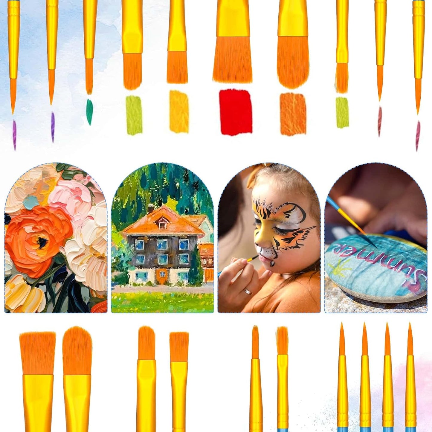 12 Pack 8x10” Canvas Boards and Round Canvas for Painting, Couple Painting Kit with Wood Easel, Acrylic Paint, Paint Brushes Set for Kids Teenagers Adults Date Night Sip and Paint Party