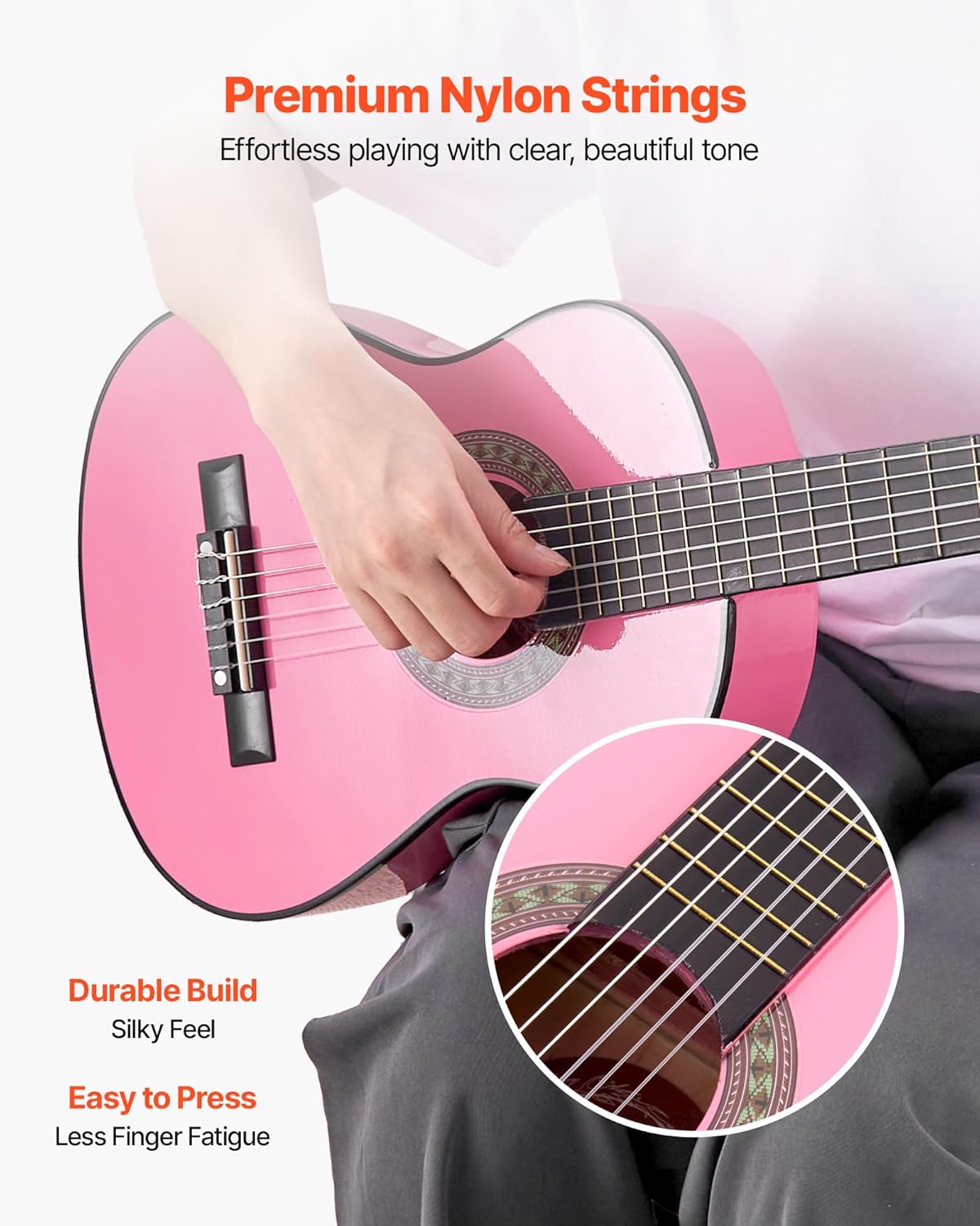 VEVOR Acoustic Guitar, Classical Guitar Starter Kit for Beginners, with Nylon Strings, Basswood Guitar, for Kids Adults Girls Boys Students