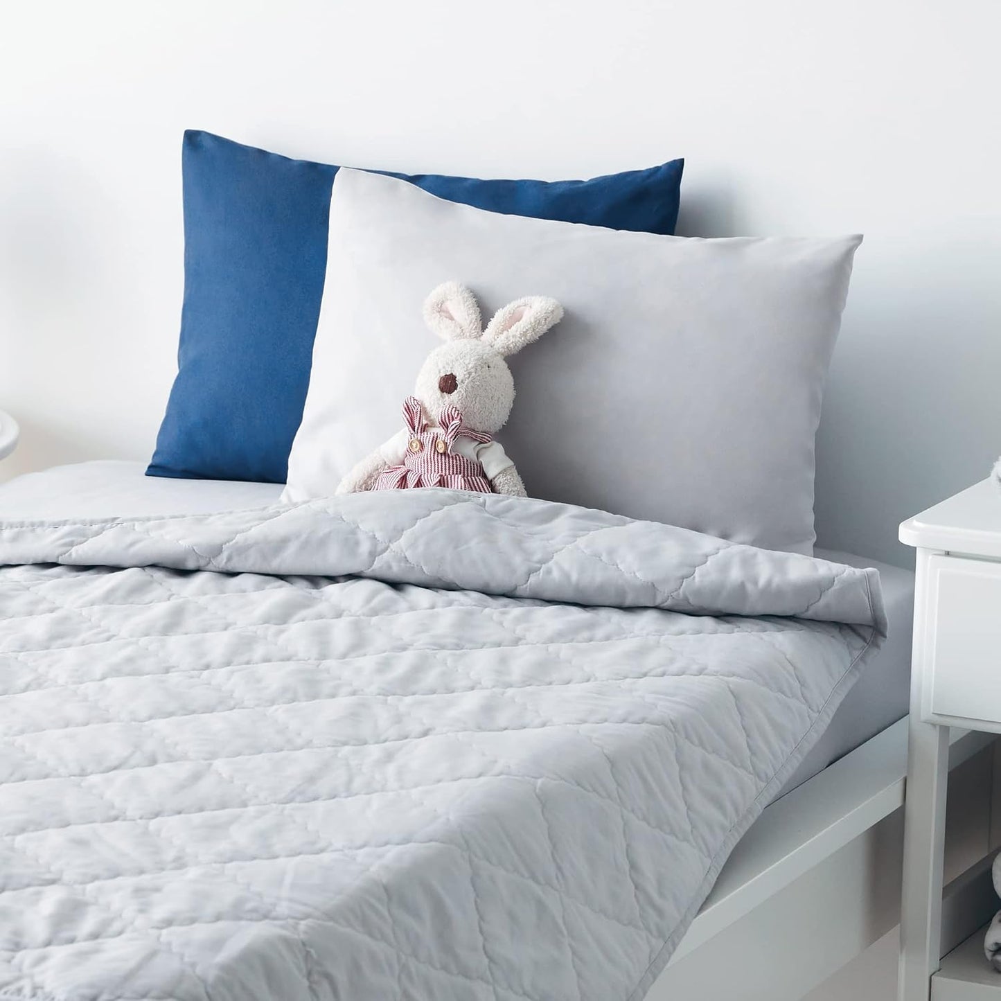 TILLYOU Toddler Pillowcase 2 Pack with Envelope Closure,13" x 18" Silky Soft Microfiber Travel Kids Pillowcase for Boys and Girls,Gray & Navy