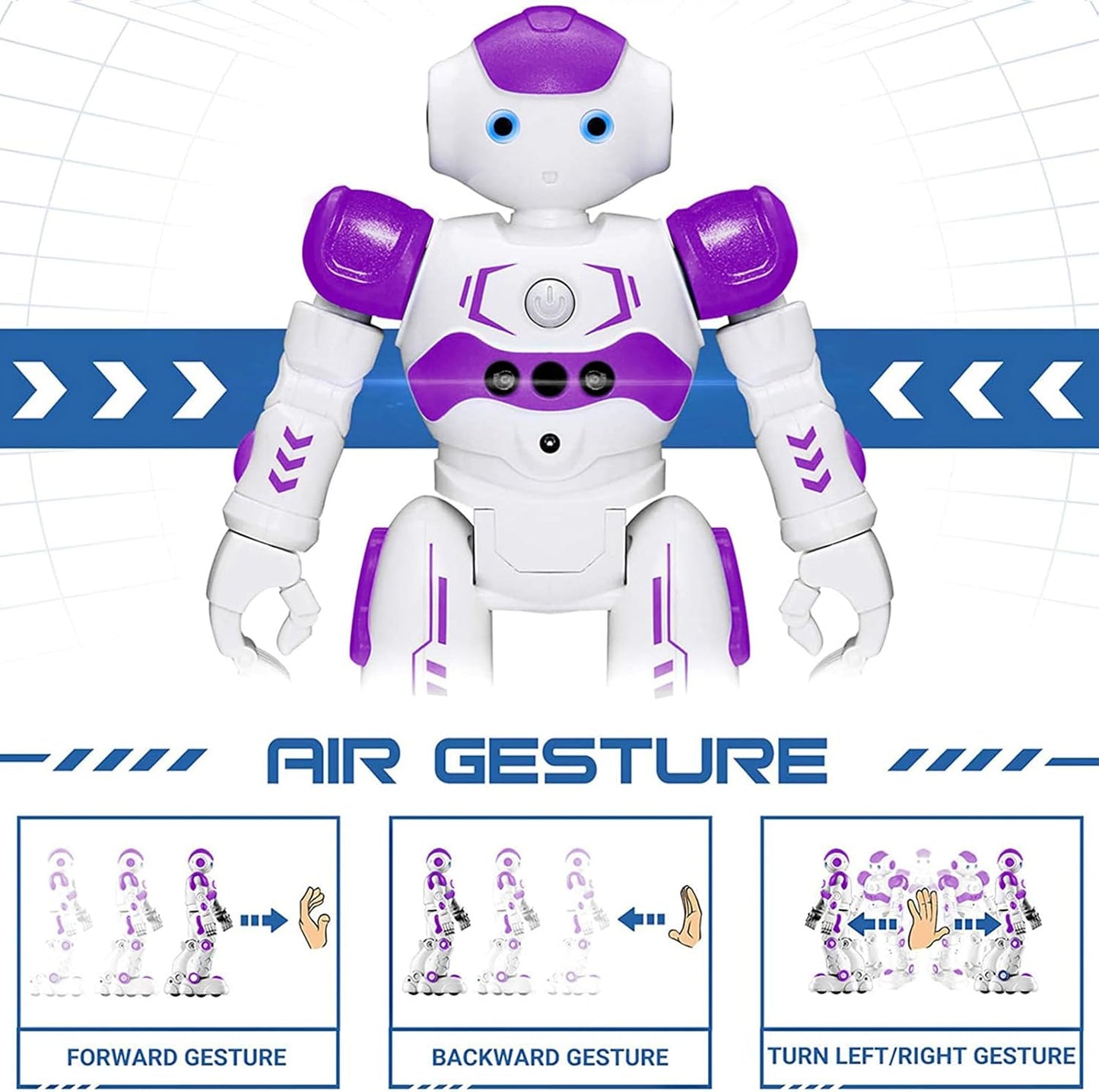 KingsDragon RC Robot Toys for Kids, Gesture & Sensing Programmable Remote Control Smart Robot for Age 3 4 5 6 7 8 Year Old Boys Girls Birthday Gift Present,Purple