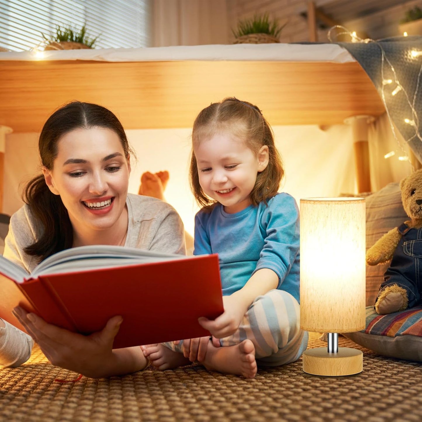 Small Table Lamp for Bedroom - Bedside & Desk Lamp, Minimalist Nightstand Light for Kids, Living & Office Room