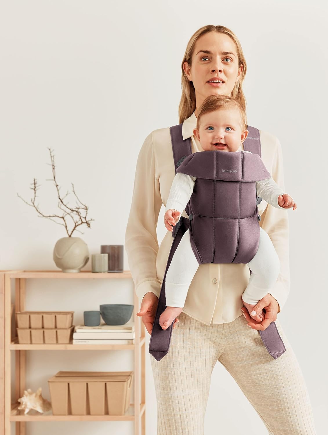 BabyBjörn Baby Carrier Mini, Cotton, Dark Purple | Newborn Carrier (7-25 lbs), Ergonomic, Easy-to-Use
