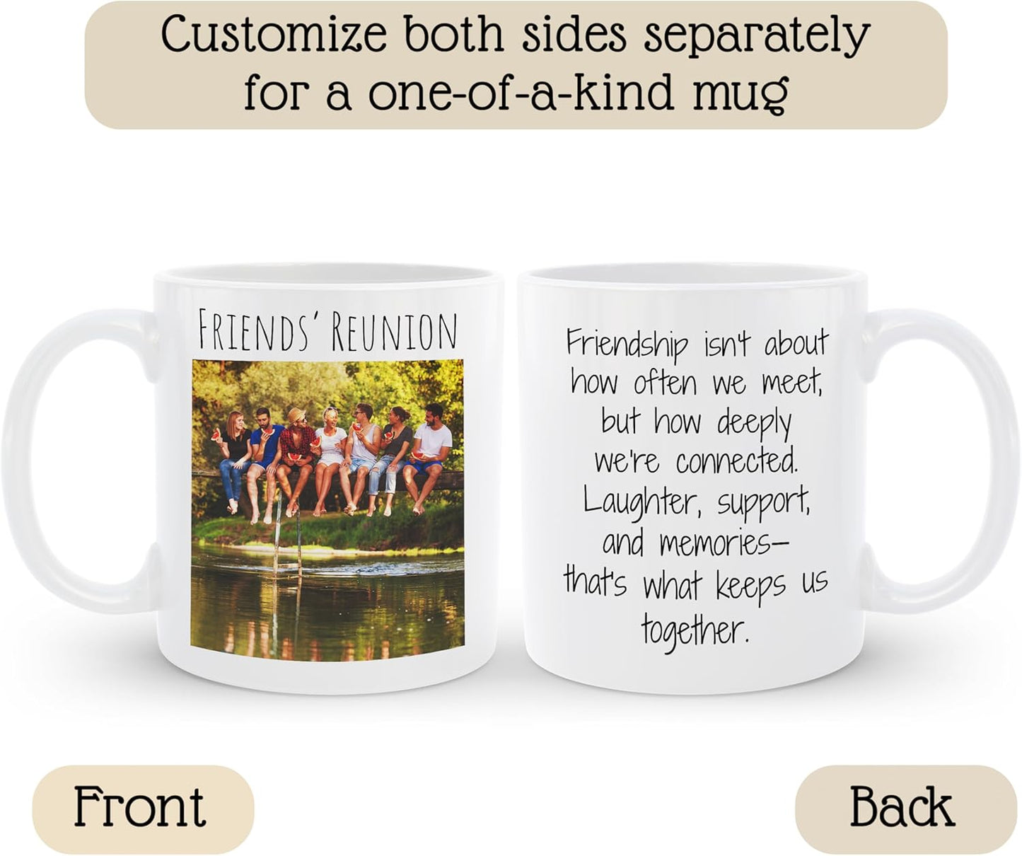 Personalized Coffee Mug | Custom Photo Text and Logo Ceramic Mug | Customized 11 Oz Tea Cup for Men & Women | Unique Gift Idea - Taza Personalizadas Design with Picture or Message | White