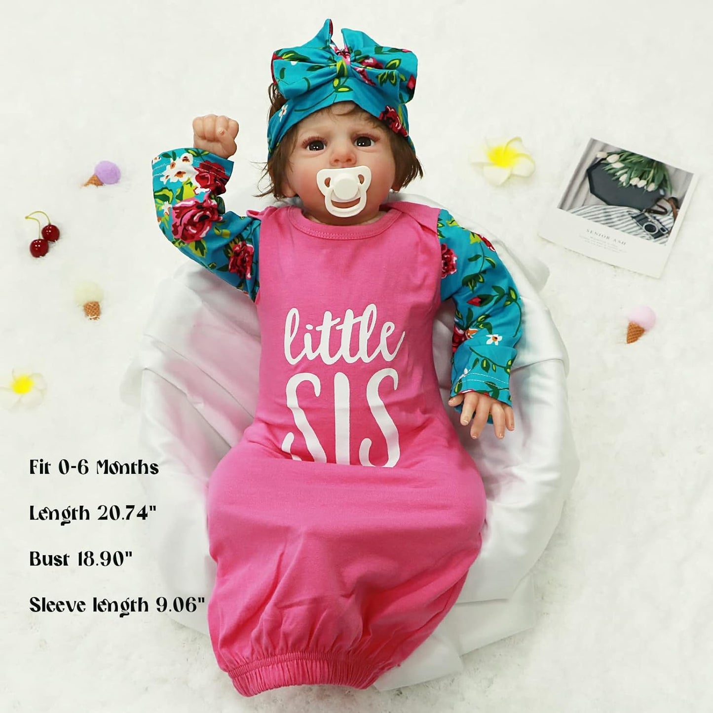 AMAWMW Newborn Baby Girl Little Sister Sleeper Gown Stripe Long Sleeve Nightgown Pajamas Gifts Stuff Essential Outfit
