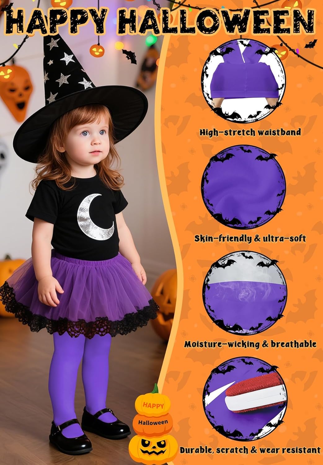 Ultra Soft Toddler Ballet Tights for Girls - Footed Dance Tights Colorful Baby Girls Leggings for Daily Party Halloween 1-6T