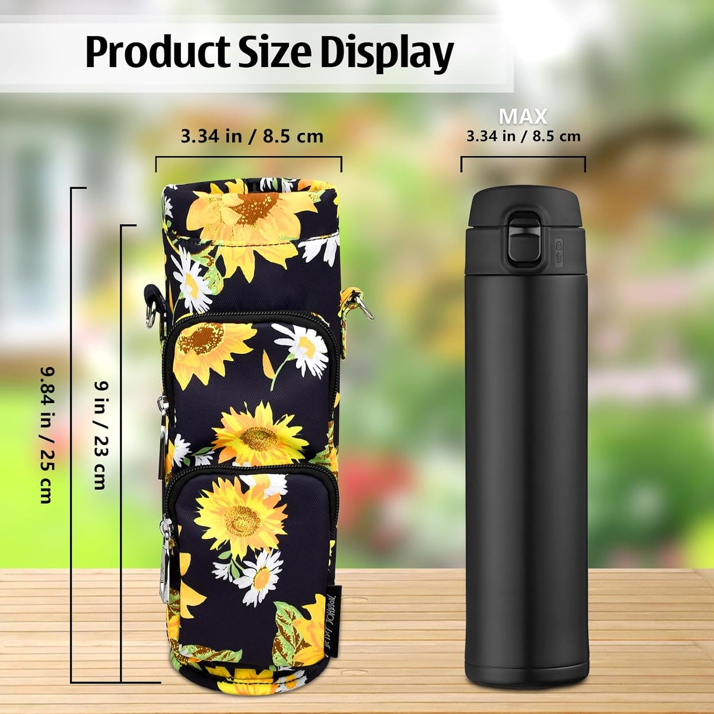 Betsey Johnson Insulated Water Bottle Pouch Holder Carrier Crossbag with Adjustable Shoulder Strap - Lightweight Polyester Accessories with Pockets Good for Hiking Sports