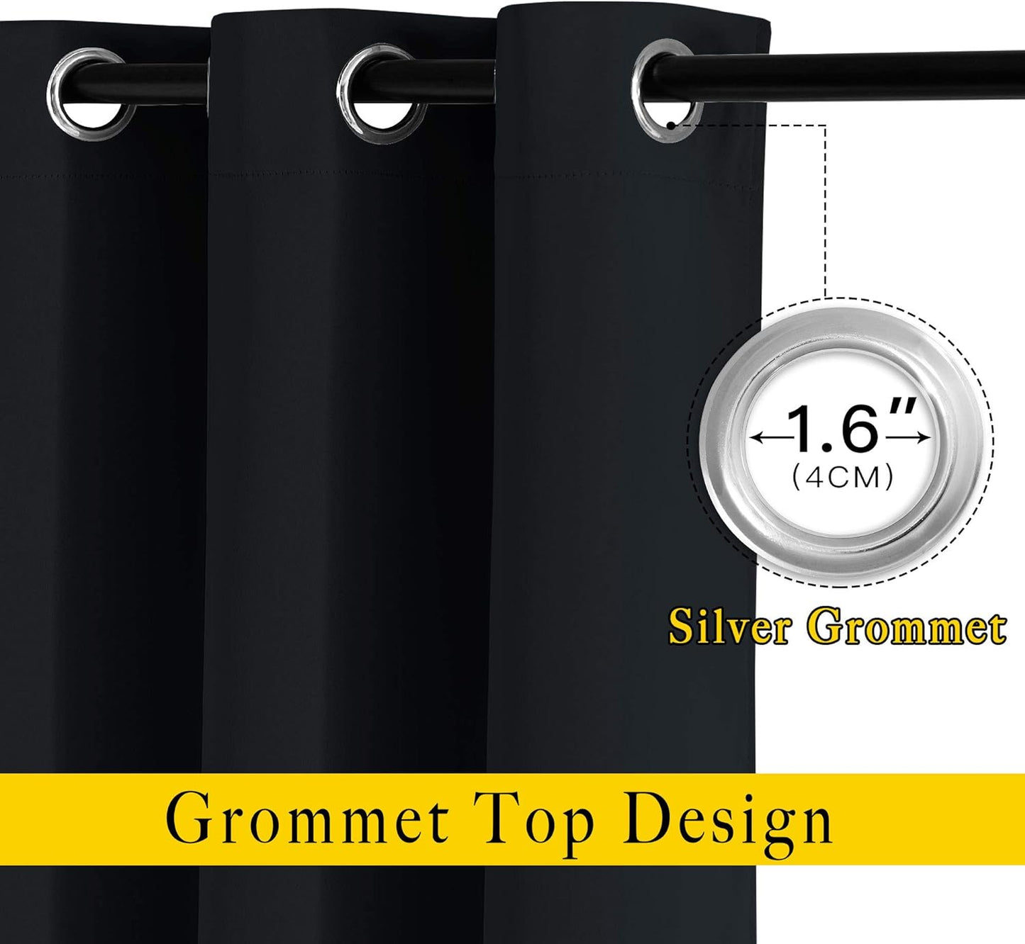 NICETOWN Black Out Kitchen Window Curtains Over Sink, Grommet Blackout Window Treatments Thermal Drapes for Cafe/Basement, 2 Panels, W52 x L36