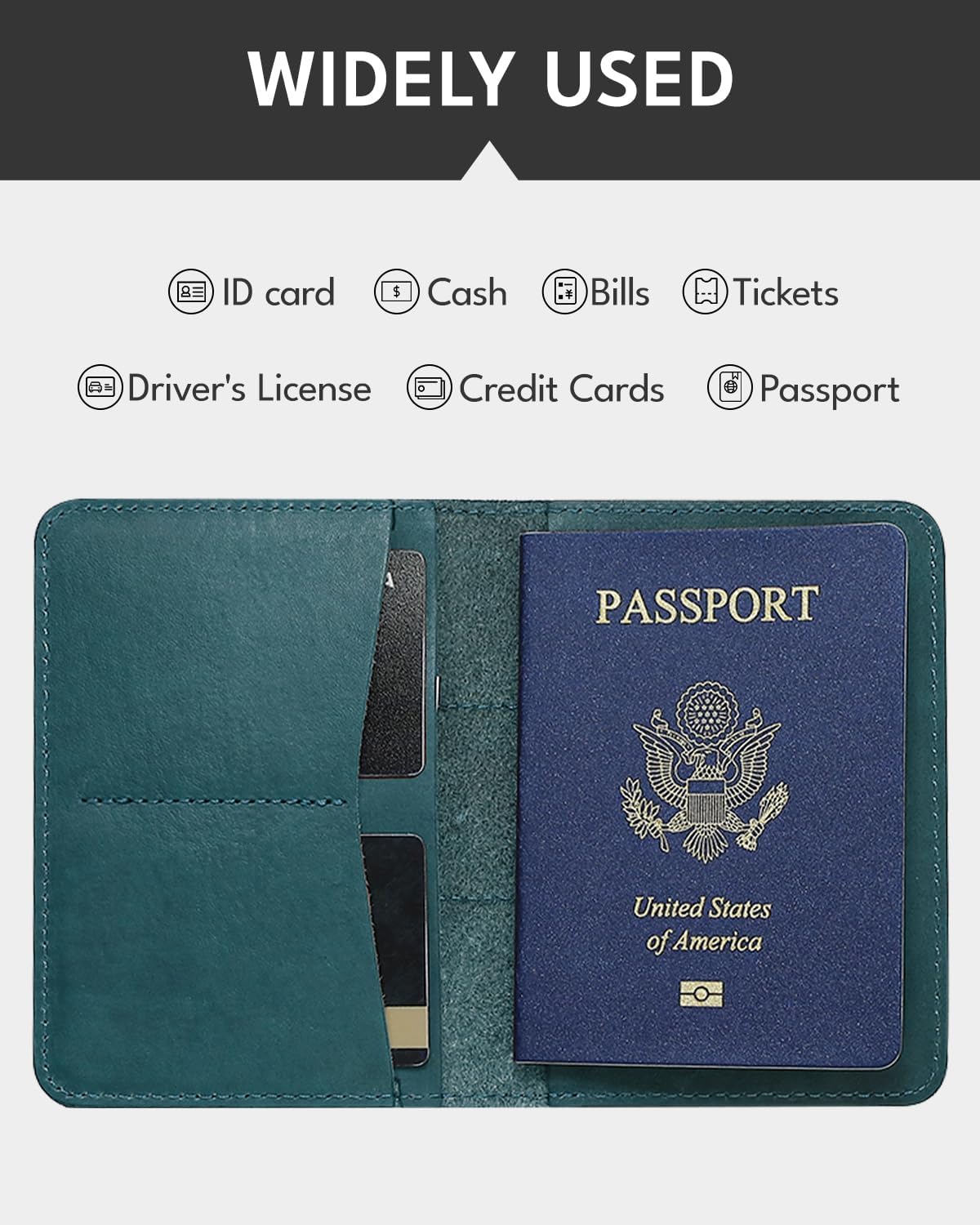 ALLIVE Passport Holder for Travel Women Men,Genuine Leather Passport Cover Wallet,Travel Must Haves Airport Essentials Travel Gifts Blue