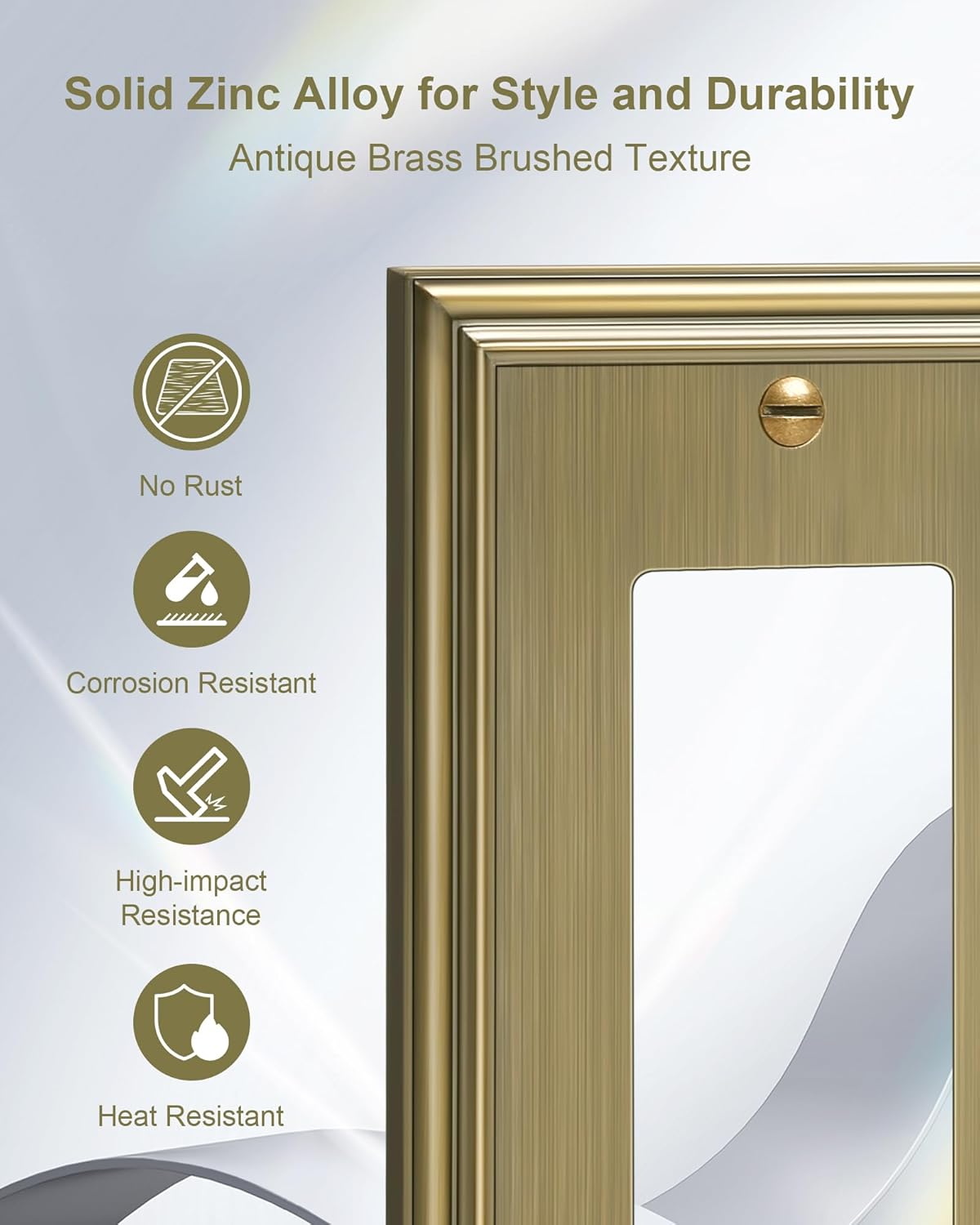 2-Pack Decorator Outlet Cover Plate, Antique Brass Decorative Switch Plates and Outlet Covers, Durable Zinc Alloy Wall Plates for Electrical Outlets, Receptacle, GFCI Outlet, Dimmer Switch