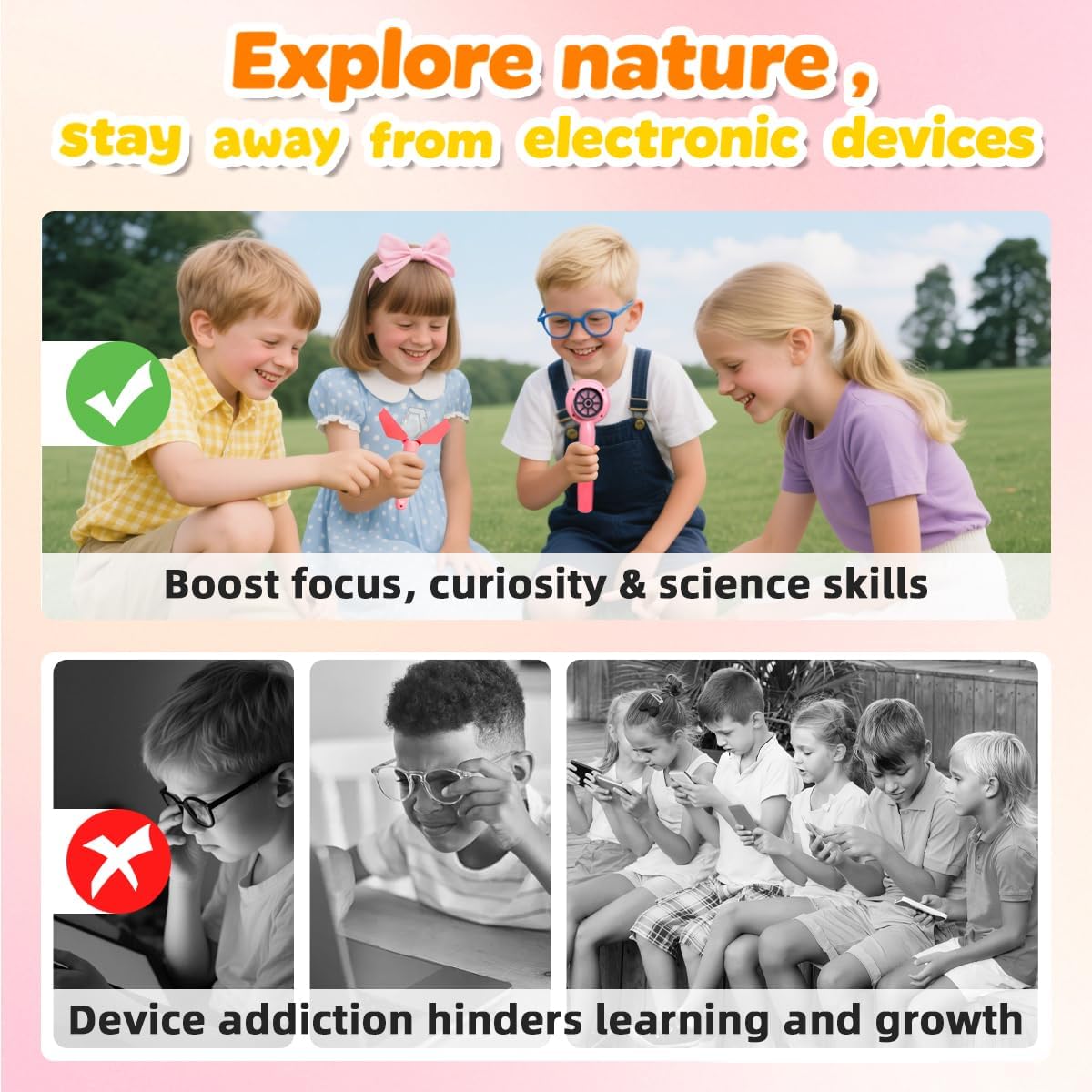 Kids Microscope with Bug Catcher Kit, 1080P Digital Mini Handheld Microscope STEM Science Toy with LED Light, Rechargeable, Portable, Supports 64GB TF Card, Educational Gift for Kids Ages 3-12 (Pink)