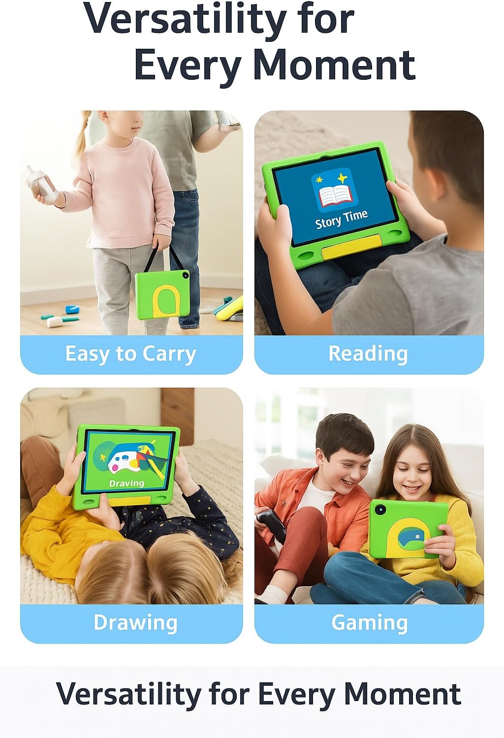 10.1 Inch Kids Tablet with Shockproof Case | Android 14, 64GB+8GB RAM, 12H Battery | Parental Control, Google Kids Space & Preloaded Educational Apps | WiFi 6, HD Display, Ages 3-12