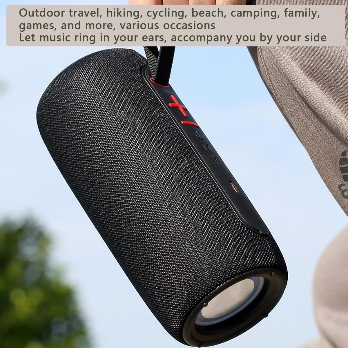 Wireless Portable Bluetooth Speaker: IPX6 Waterproof Audio,fm Radio,USB/AUX/SD Card Play,LEDlights,TWS interconnected Stereo,Outdoor/Travel/Camping/Bike/Family/Party（Blue）