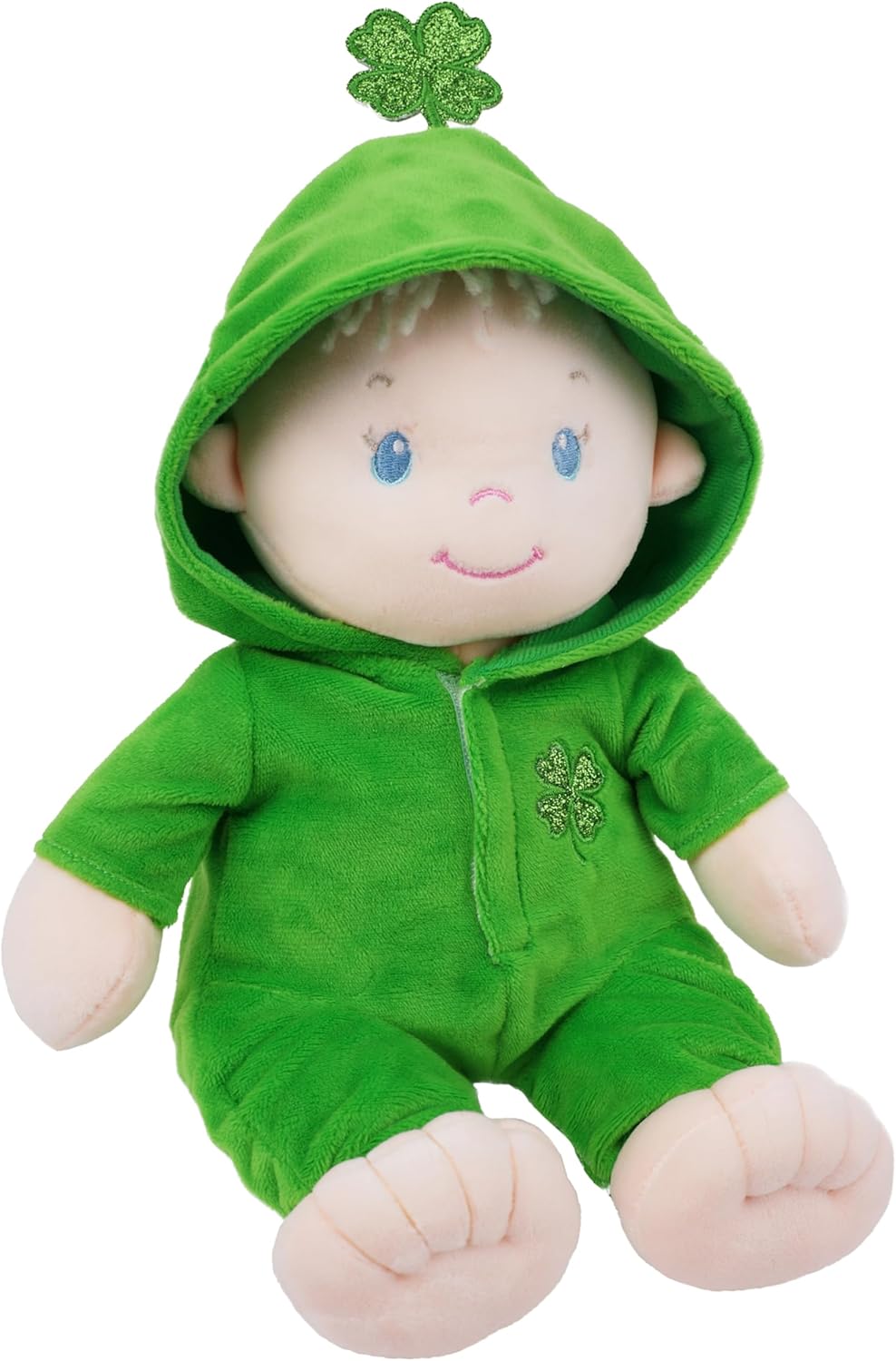 June Garden 12" Sweet Dolly Clover - Plush Baby Doll for Birth and Up - Saint Patrick's Day Edition