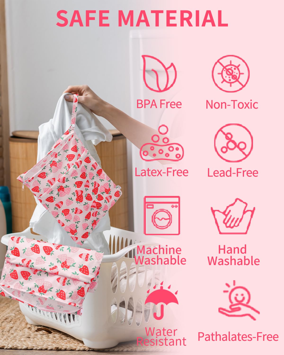 babygoal Wet Dry Bags for Baby Cloth Diapers, Washable Travel Bags, Beach, Pool, Gym Bag for Swimsuits & Wet Clothes with Two Zippered Pockets 2 Pack LN02