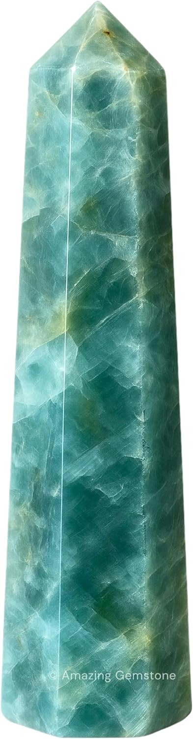 Aquamarine Crystal Towers ~ Natural Healing Crystal Point Obelisk for Reiki Healing and Crystal Grid (3- Inch)