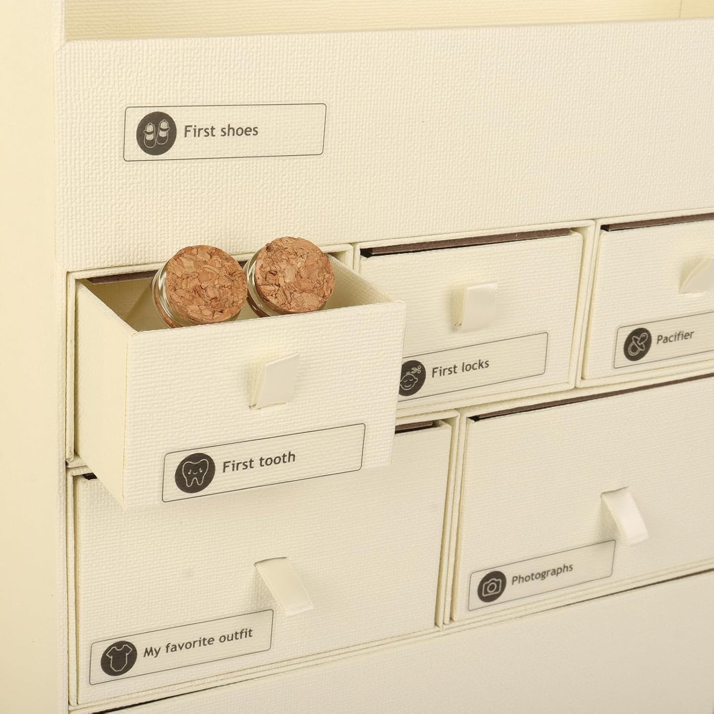 Memory Box for Kids,Baby Keepsake Box, Large Memory Box with Lids 8 Additional Items Neutral Minimalist Newborn Keepsake Box for Baby Girl & Boy,Gift for Baby Shower, Expecting Moms（Light Yellow）