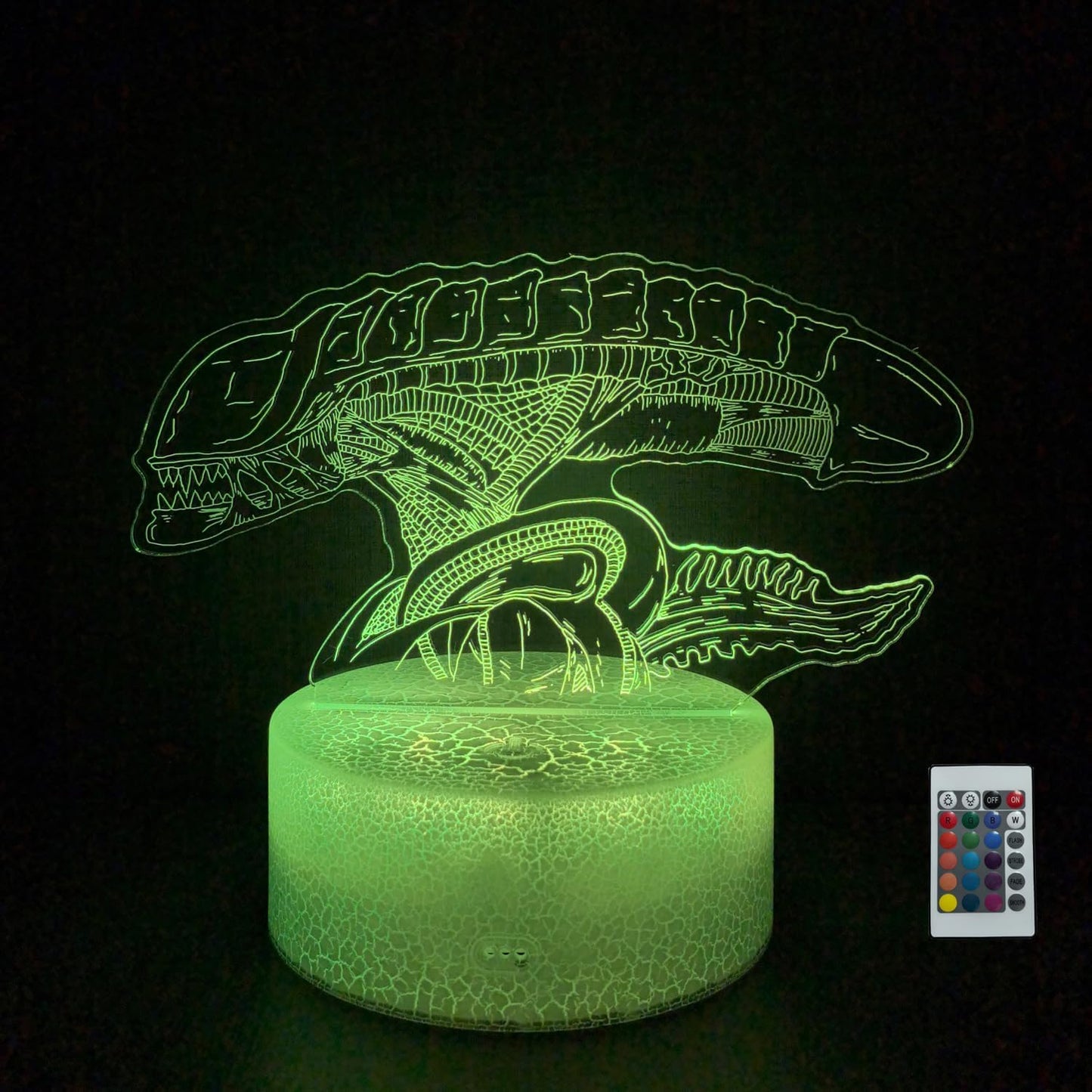 3D Alien Night Light, Monster Illusion Table Lamp with 16 Colors Remote Control Touch Lamp LED USB Night Light Desk Lamps Room Decorations Home Decor Holiday Birthday Light