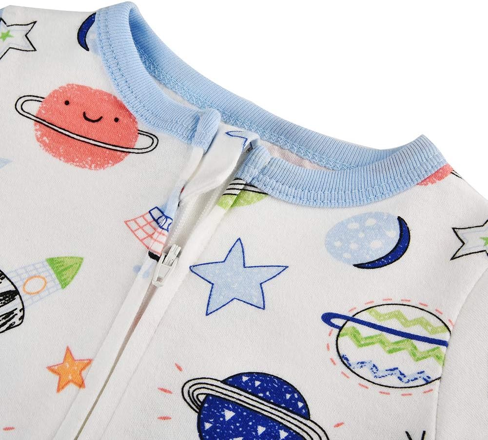 Aablexema Baby Footie Pajamas with Mittens - 3Pcs Infant Footed Sleeper Cotton Sleepwear Outfits