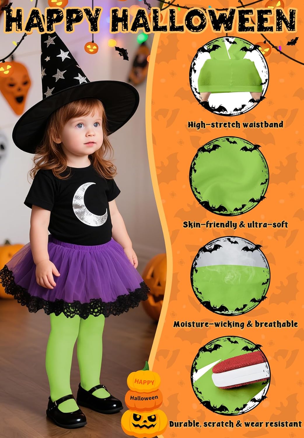 Ultra Soft Toddler Ballet Tights for Girls - Footed Dance Tights Colorful Baby Girls Leggings for Daily Party Halloween 1-6T