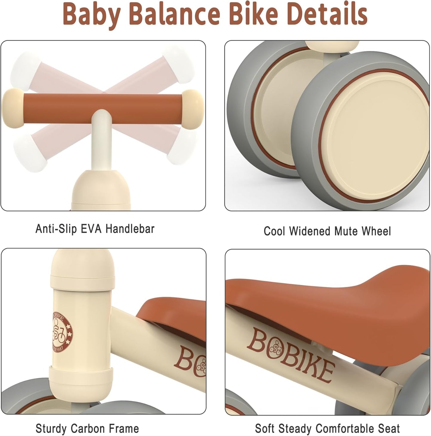 Baby Balance Bike Toys for 12-36 Months Kids Toy Boy and Girls Gifts Toddler Best First Birthday Gift Children Walker No Pedal Infant 4 Wheels Bicycle (Classic, White)