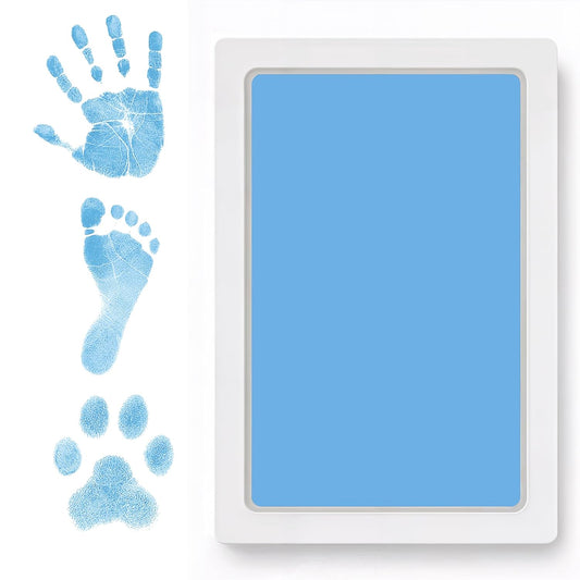 Clean Touch Ink Pad for Baby Handprints and Footprints – Inkless Infant Hand & Foot Stamp – Safe for Babies, Doesn’t Touch Skin – Perfect Family Memory or Gift – Blue Print Kit by Tiny Gifts