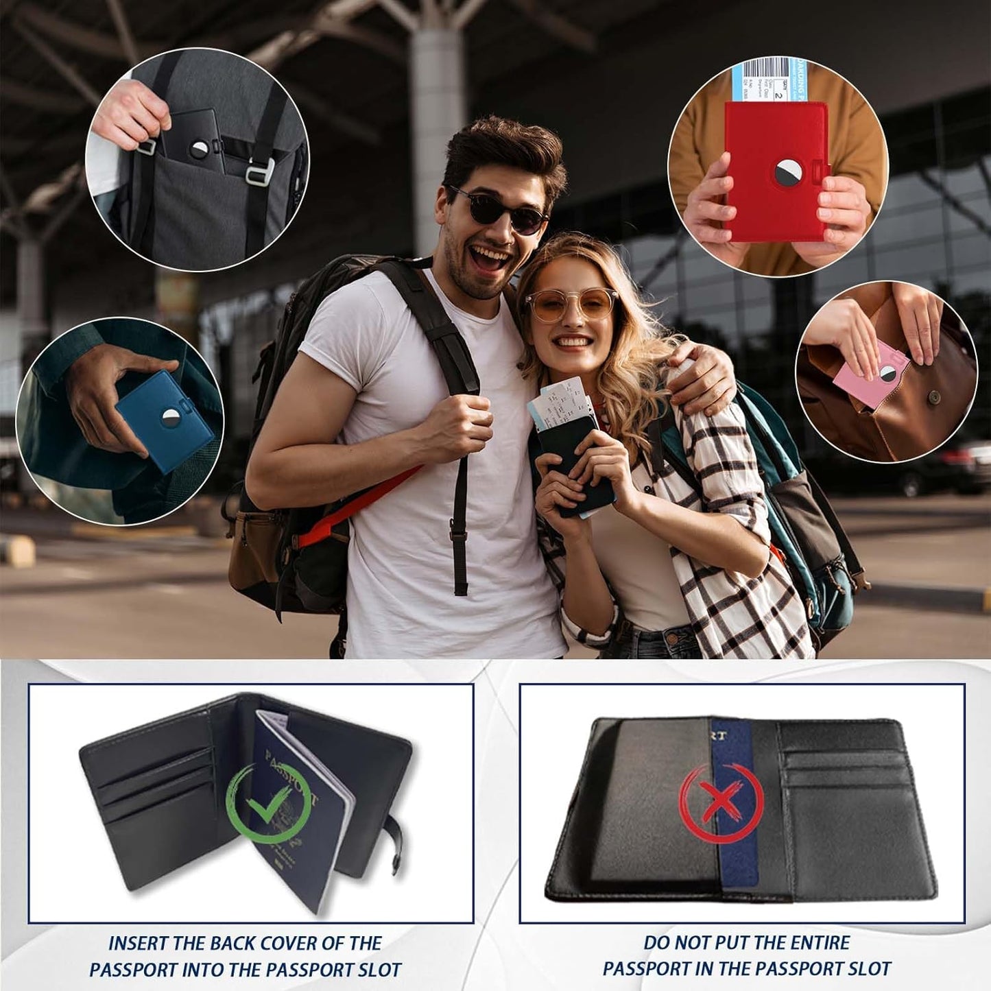 Passport Holder and Vaccine Card Holder Combo with Passport Cover Wallet Travel Passport Wallet Case for Men and Women (Blue)