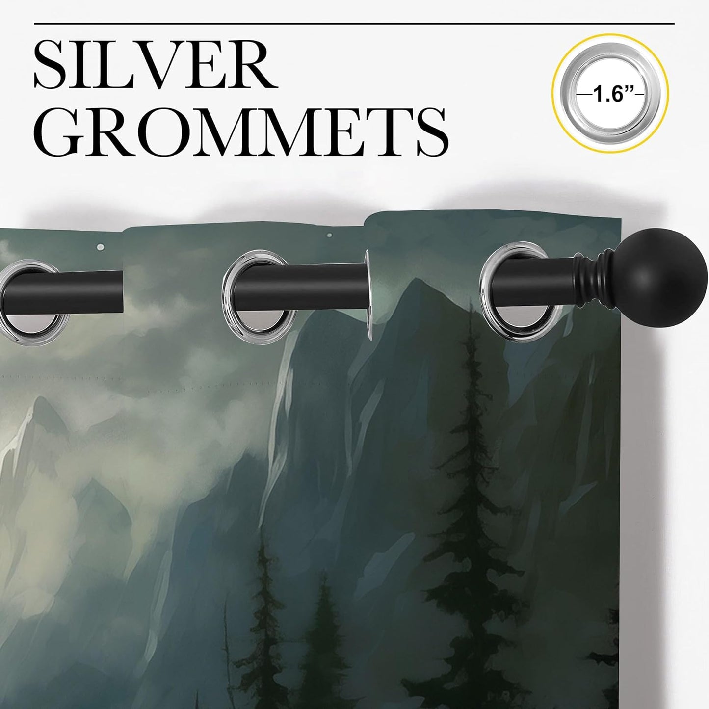 Wolf Blackout Curtains for Boys Girl Bedroom Decor,Moon Mountain Pine Forest Wild Animals Thermal Insulated Grommet Drapes Darkening Window Curtain for Living Room Home 84x84 inch