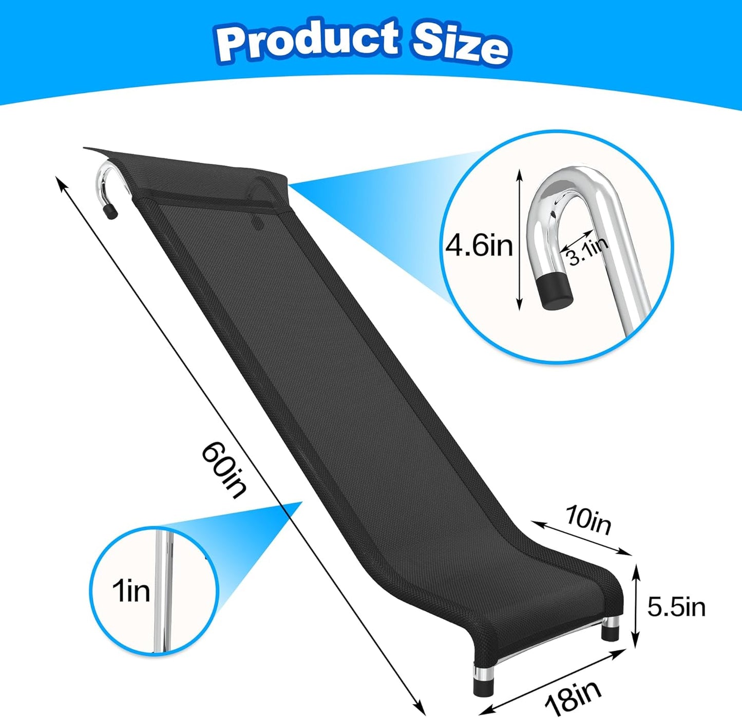 Trampoline Ladder Slide Kit, Trampoline Universal 3 Steps Wide Ladder & Buffer Slide,Universal Step Slider for 10ft 12ft 14ft 15ft 16ft Trampoline, Easy to Climb and Slider for Children/Kids