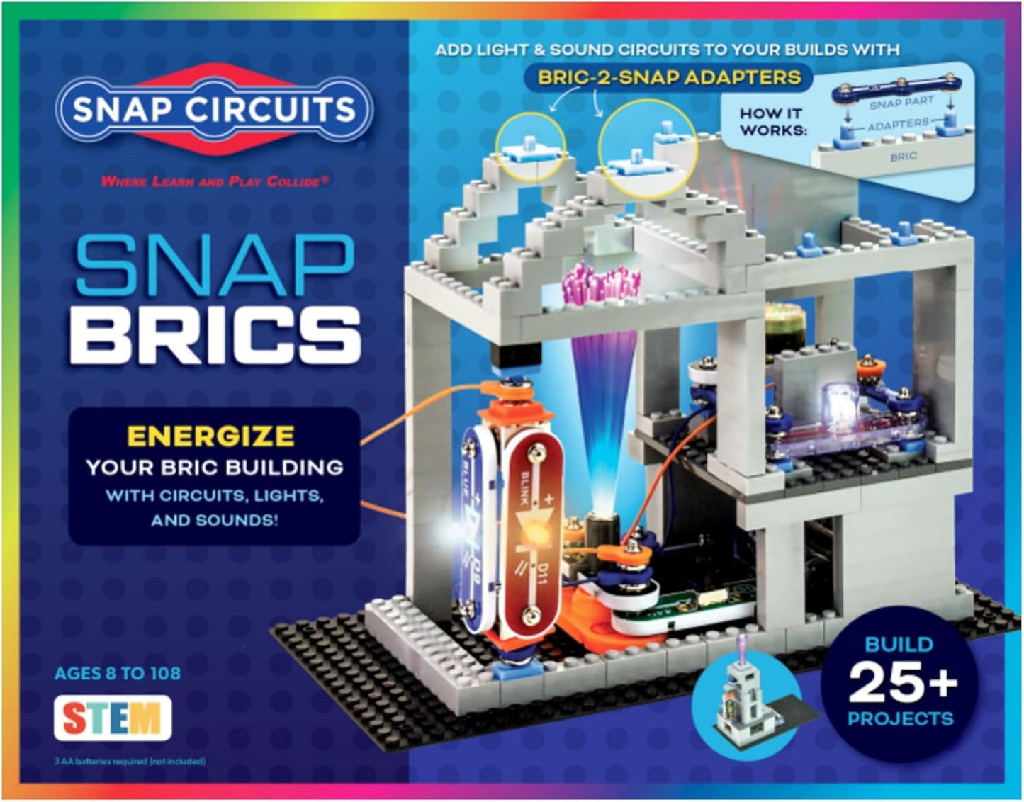 Snap Circuits BRIC: Structures | Brick & Electronics Exploration Kit | Over 20 Stem & Brick Projects | Full Color Project Manual | 20 Parts | 75 BRIC-2-Snap Adapters | 140+ BRICs