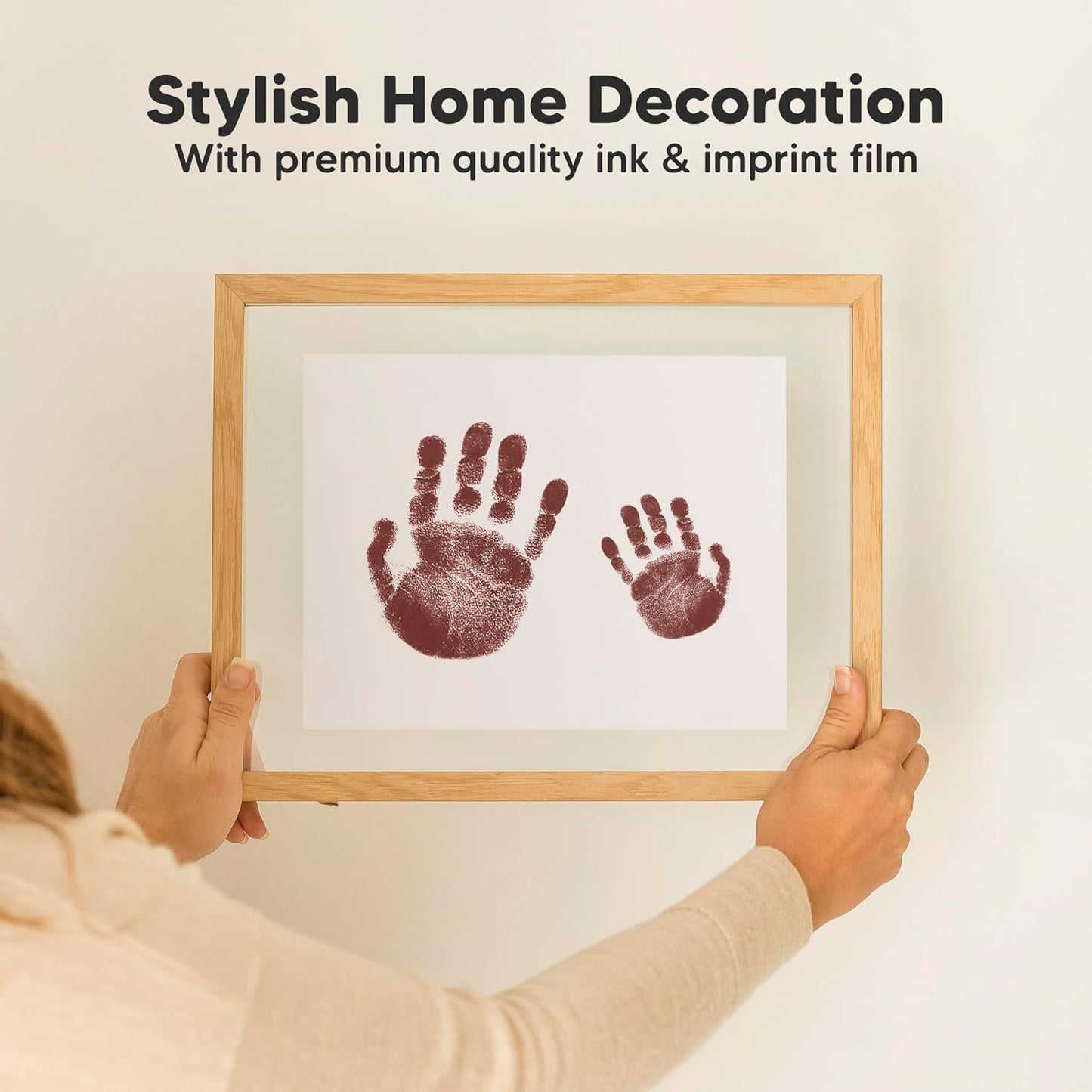 1-Pack Inkless Baby Hand and Footprint Kit - Mess Free Ink Pad for Newborn Keepsake, Dog Nose & Paw Print Kit, Clean Touch Ink Pad for Baby Hand & Footprints, Ideal New Mom Gifts(Auburn, Jumbo)