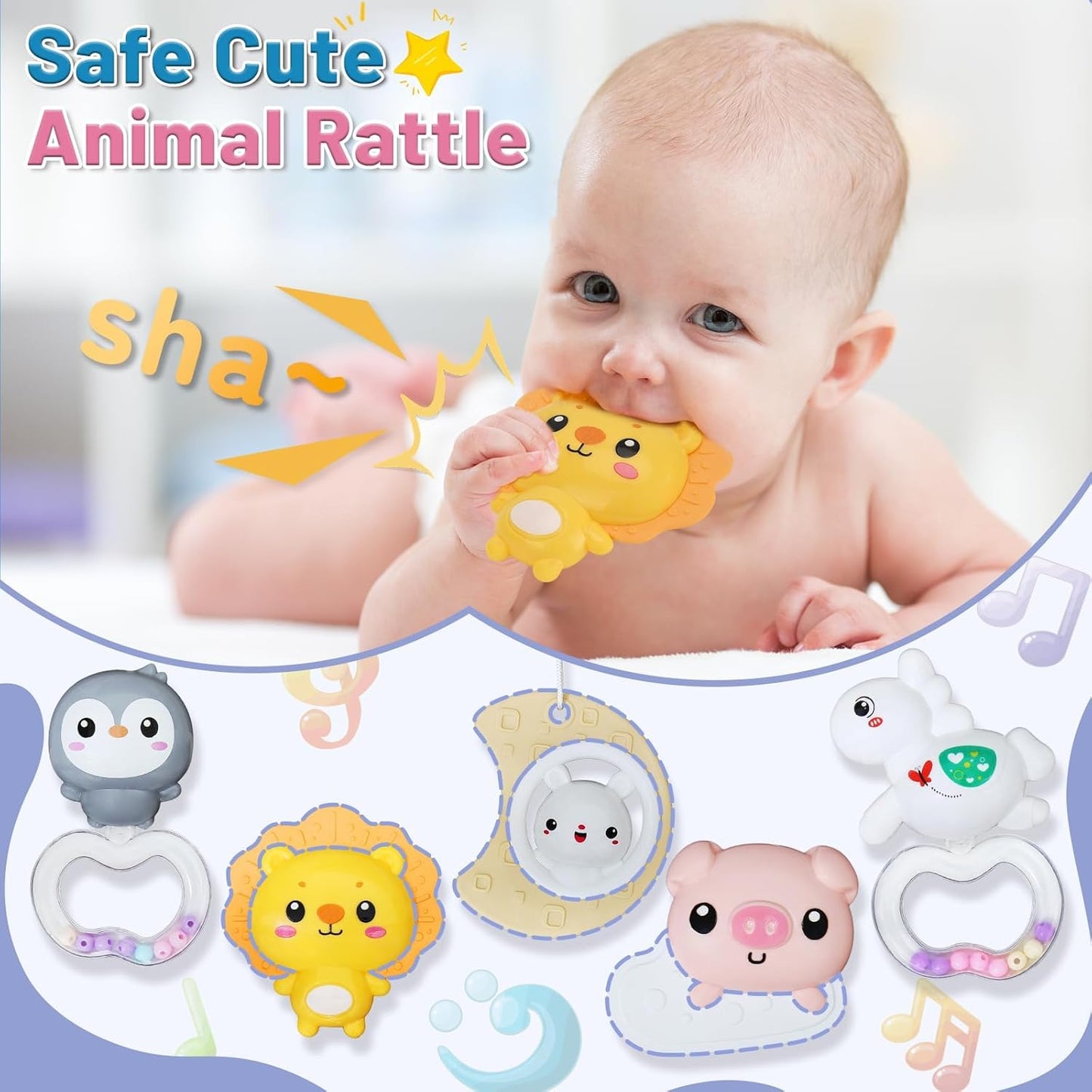 Baby Mobiles for Cribs, Crib Mobile with Music and Lights, Nursery Musical Mobile for Bassinets Hanging Toys with Remote Control, Rotation, Projection, Animal Mobile Arm Clip On for Infant Boys Girls