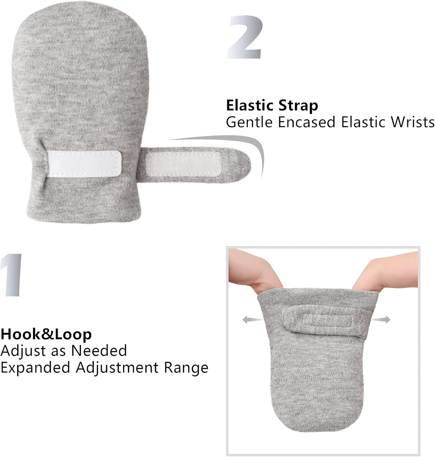 Newborn Baby No Scratch Mittens Stay On, 100% Cotton Breathable, Adjustable Infant Gloves for Baby Boys Girls Mittens