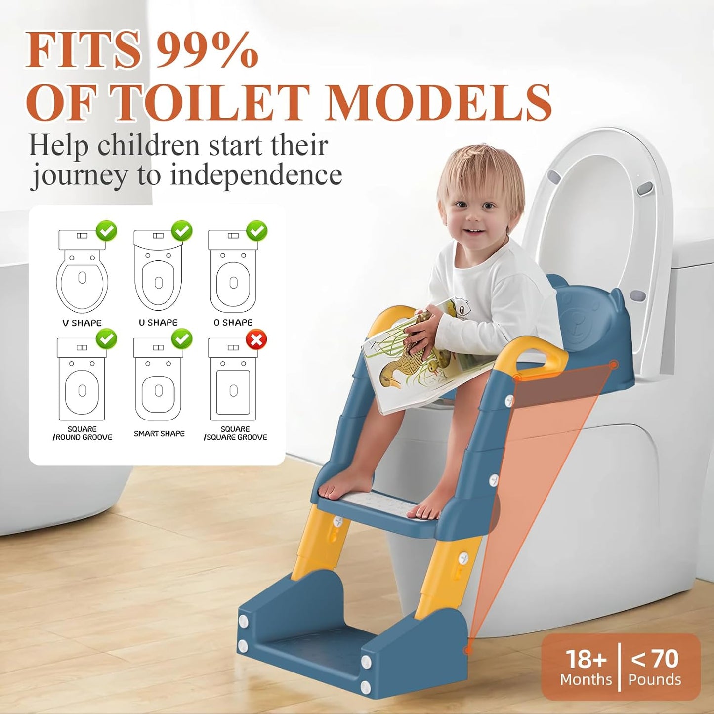 Potty Training Seat, Toddler Toilet Seat for Little Boys Girls, Potty Training Toilet with Urinals, Toddler Step Stool Ladder and Splash Guard