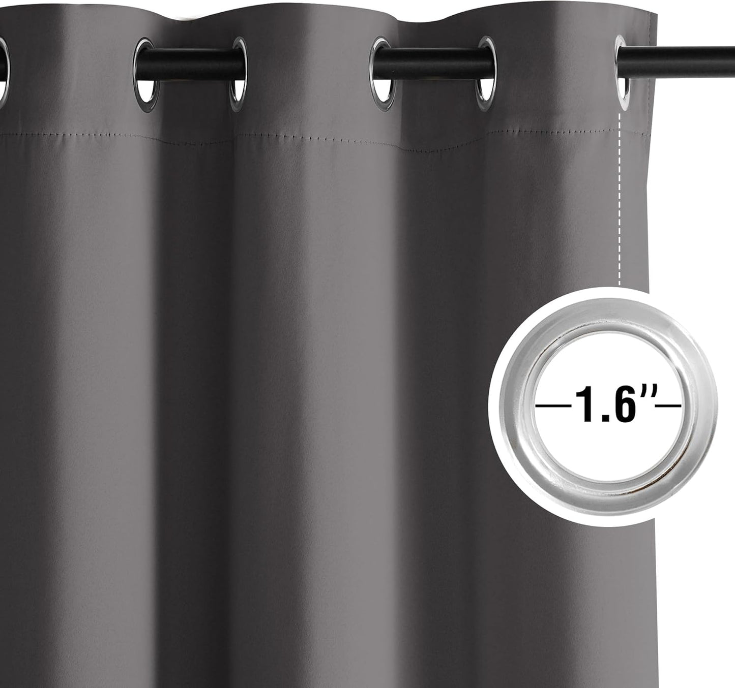 NICETOWN Grey Blackout Curtains for Bedroom 108 inches Long, Extra Long Thermal Insulated Grommet Shades for Living Room, Privacy Window Treatment Drapes for Nursery, Laundry, 2 Panels, W52