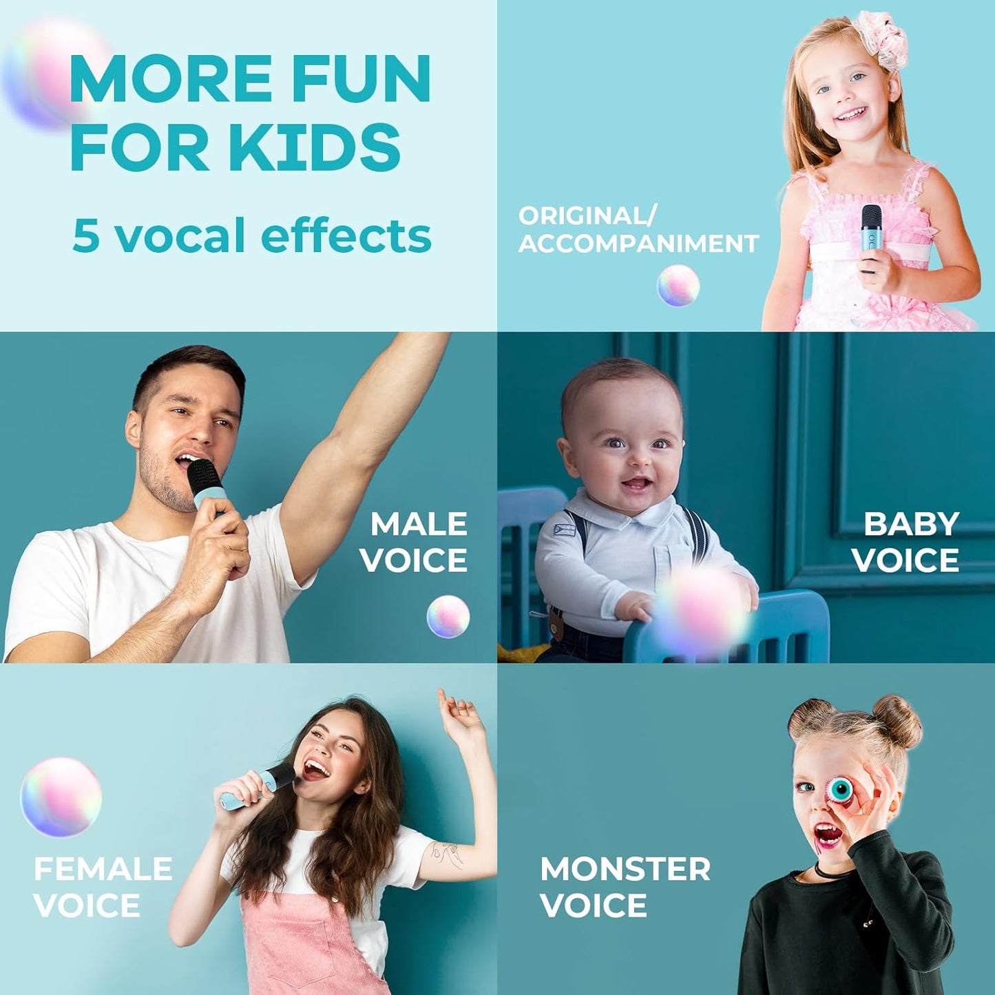 YLL Mini Karaoke Machine for Kids, Portable Bluetooth Speaker with 2 Wireless Microphones, Most Popular Birthday Toys Gifts for Boys Girls 3 4 5 6 7 8 9 10 11 12 + Year Old Party Family School(Blue)