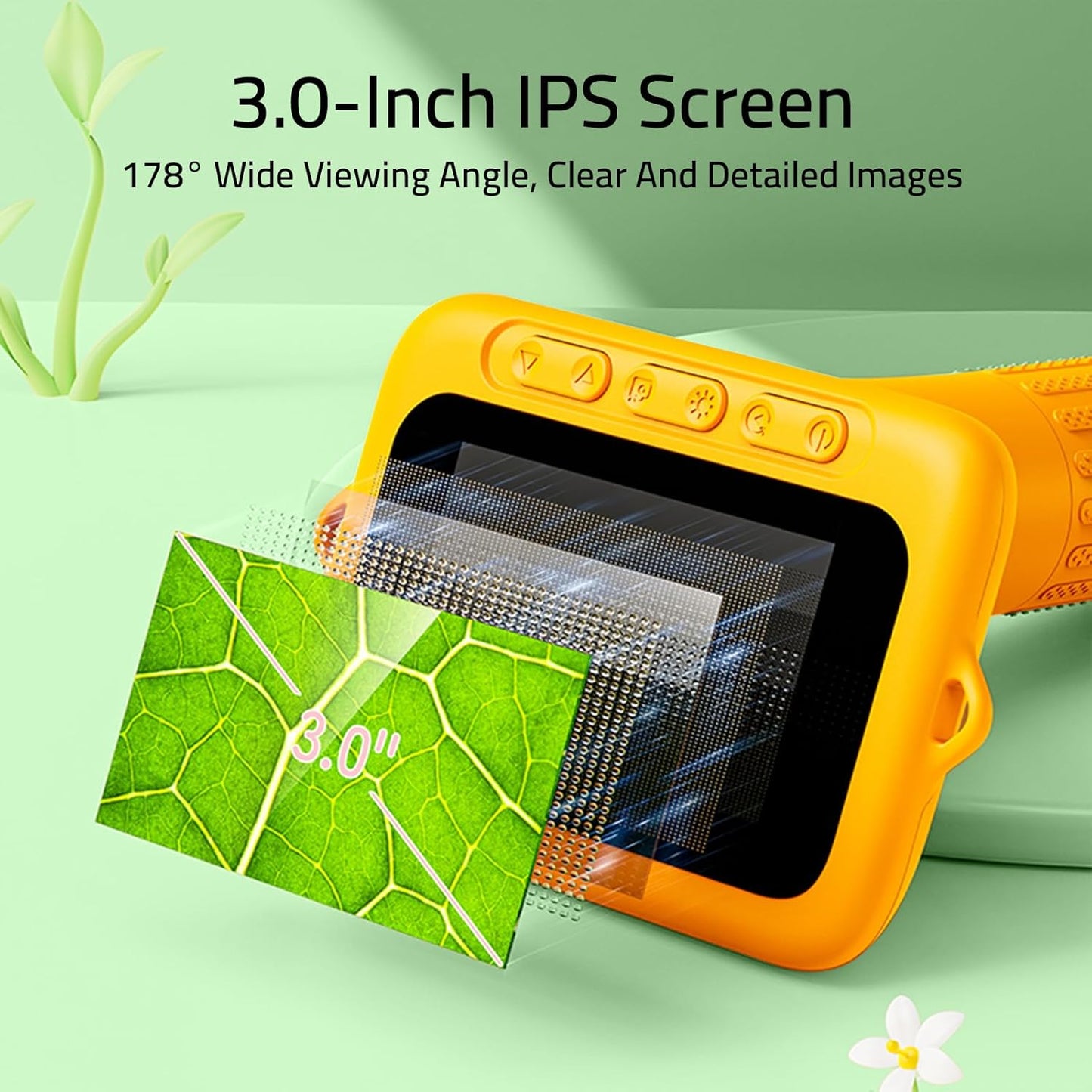 Microscope for Kids, 3'' Digital Handheld Kids Microscope with Adjustable Light, 1000X 1080P Pocket Portable Mini Micro Scope, Stem Toys for Ages 5-7 8-12 Teen Boys and Girls Educational Gifts, Orange