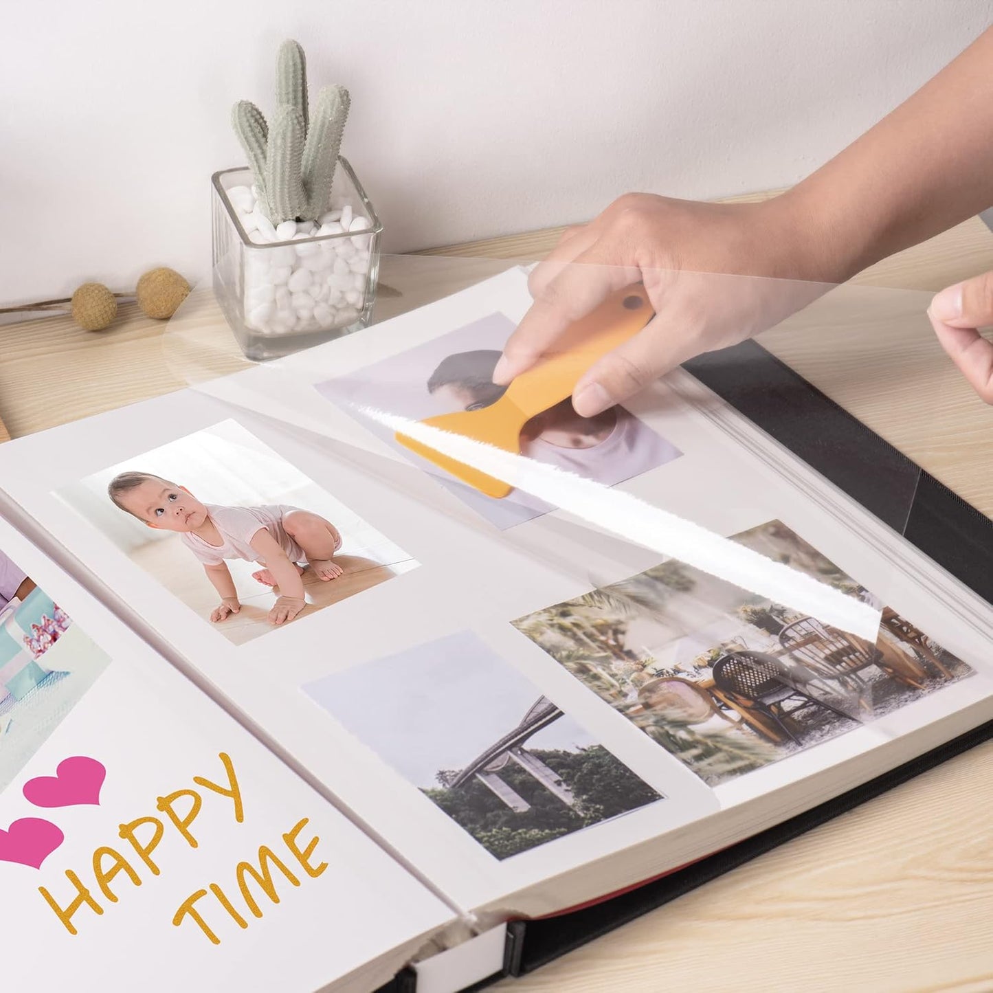 Large Photo Album Self Adhesive 4x6 8x10 10x12 Scrapbook Magnetic Album DIY Scrapbook Length 13 x Width 12.8 (Inches) 120 Sticky Pages Linen Cover DIY Photo Album(Black)