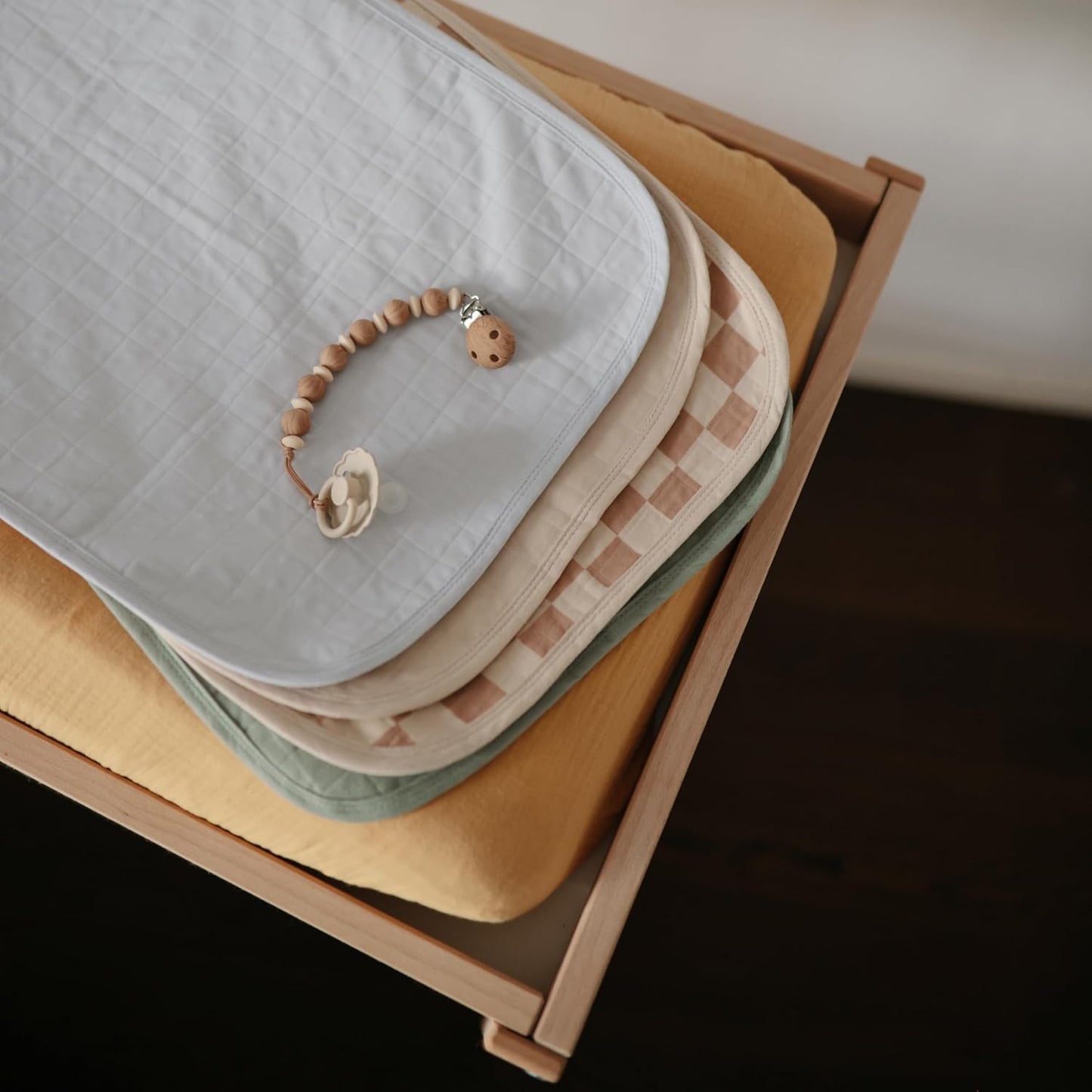 mushie Waterproof Changing Pad Liners | 100% Organic Cotton | Set of 3 (Blue Combo)