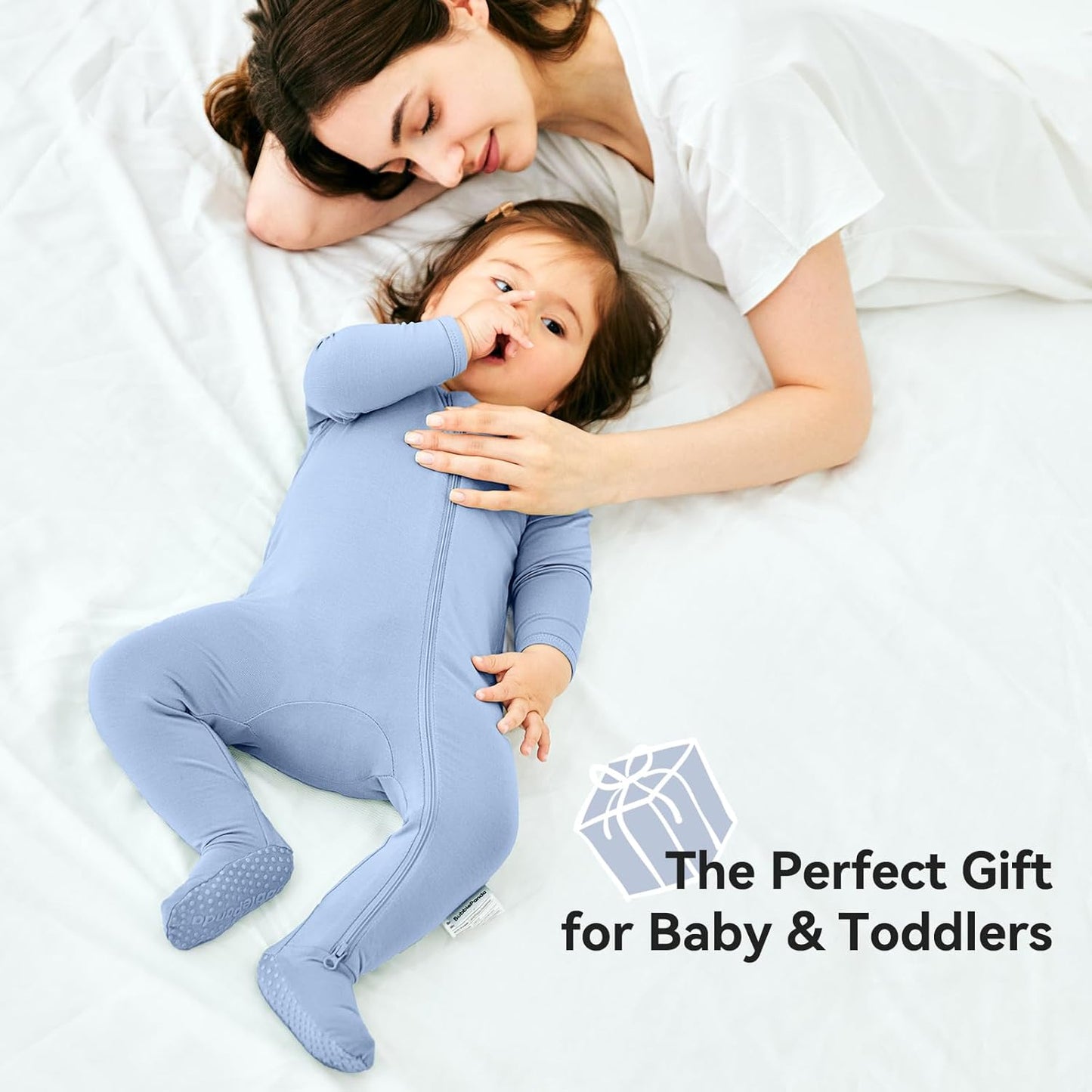 BubblePanda Rayon Made From Bamboo Baby Pajamas Baby Clothes for Boys Girls Unisex Zip-Front Non-Slip Onesie Sleeper