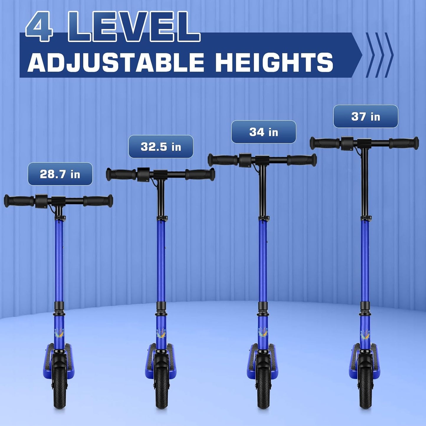 Caroma Electric Scooter for Kids Ages 6-12,150W/180WMotor,10 MPH Max Speed & 7 Miles,Colorful Lights,Adjustable Height & Speed,LED Display,Foldable Kids Electric Scooter 132 Lbs Max Load,Idea Gift