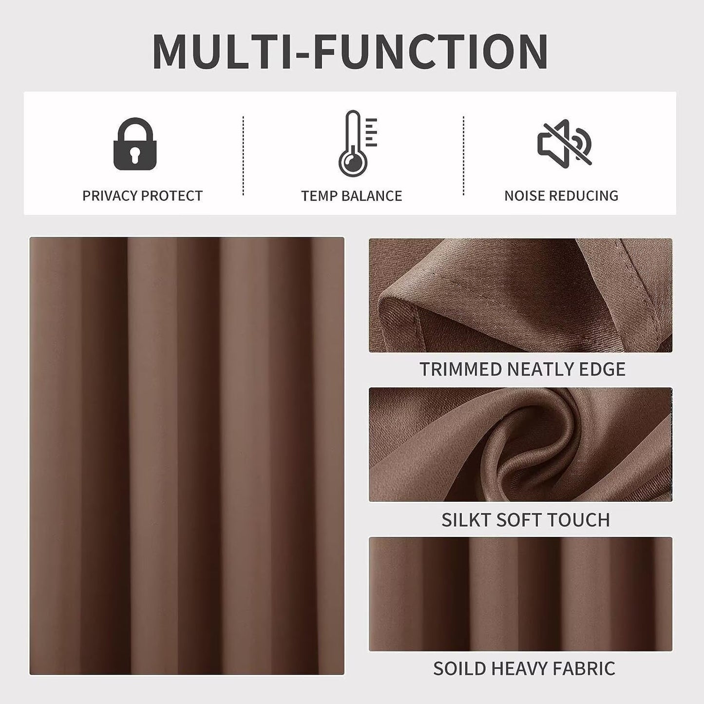 Joydeco Blackout Curtains 95 Inch Length 2 Panels Set, Thermal Insulated Long Curtains& Drapes 2 Burg, Room Darkening Grommet Drapes for Living Room Bedroom Window (W52 x L95 Inch, Brown)