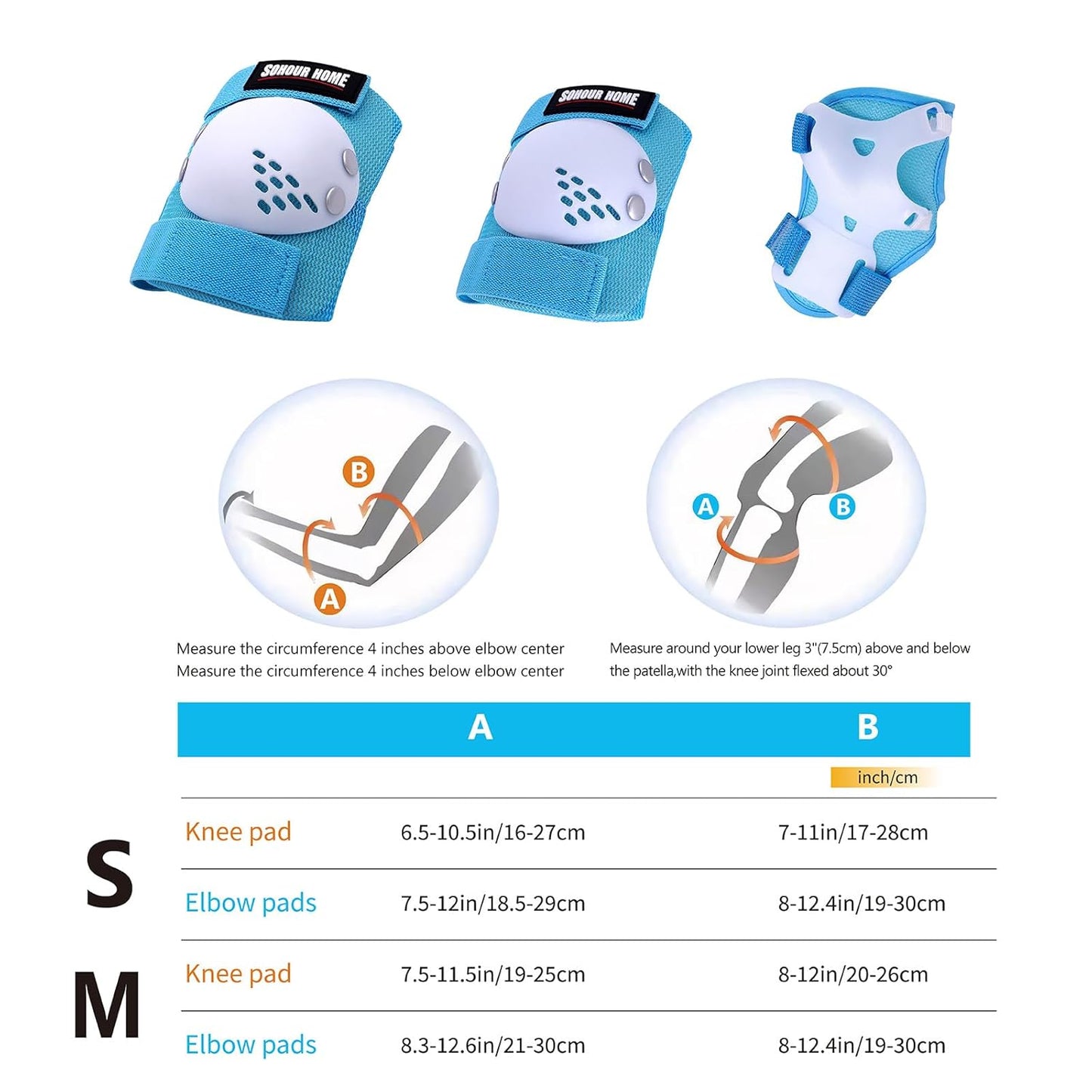 Youth/Kids Knee Pads Elbow Pads Wrist Guards Protective Gear Set for 3-15 Years Child Roller Skates, Skateboard, Cycling, Inline Skating, BMX Bike, Balance Bike, Scooter Riding and Other Outdoor Sports