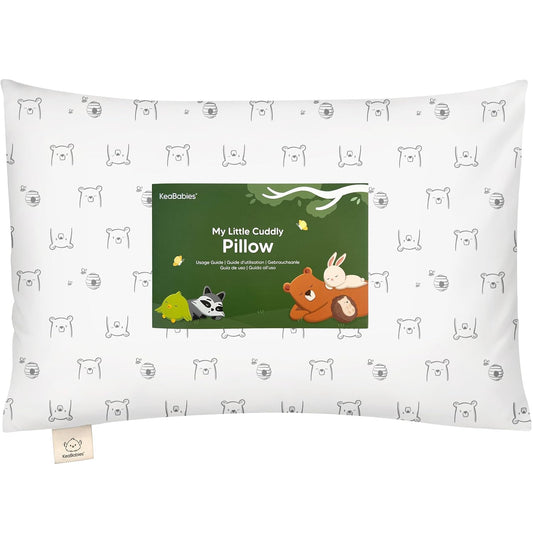 Toddler Pillow with Pillowcase - 13x18 My Little Cuddly Pillow, Viscose Derived From Bamboo Nursery Toddler Pillows for Sleeping,Kids Pillow,Small Travel Pillows, Mini Toddler Bed Pillow (Bumble Bear)