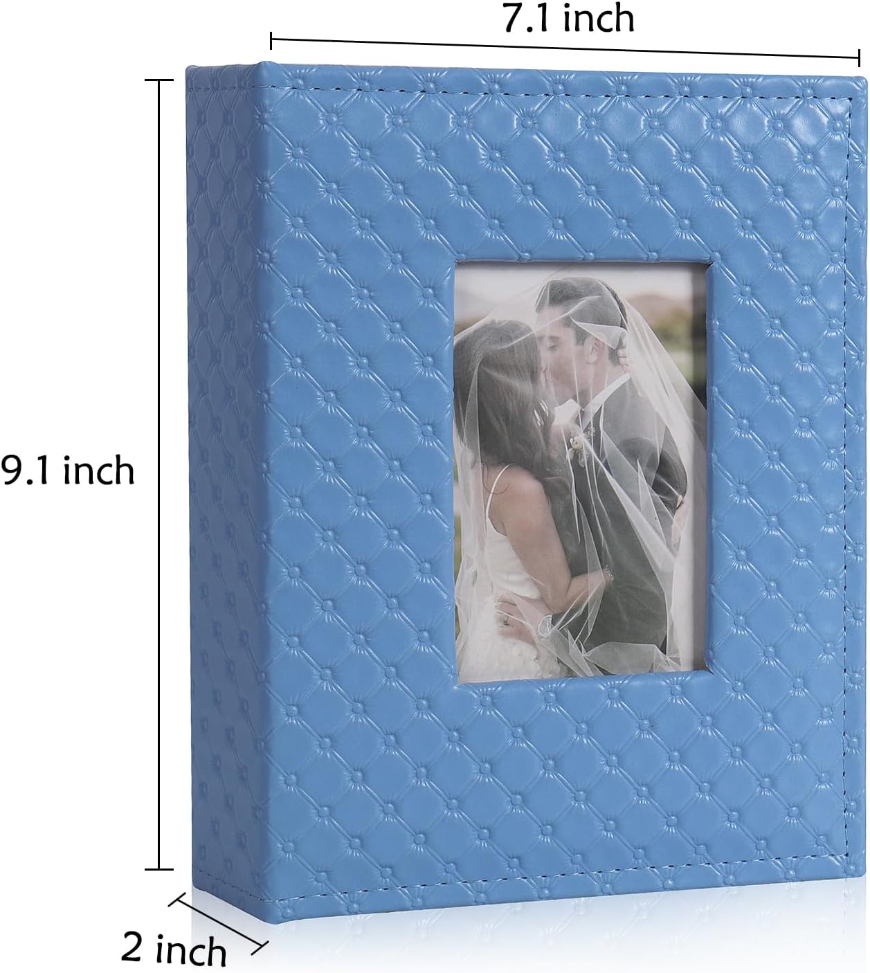 RECUTMS 200 Pocket Photo Albums 4x6 Small PU Leather Cover Wedding Family Baby Anniversary Graduation Travel Personalized Blue